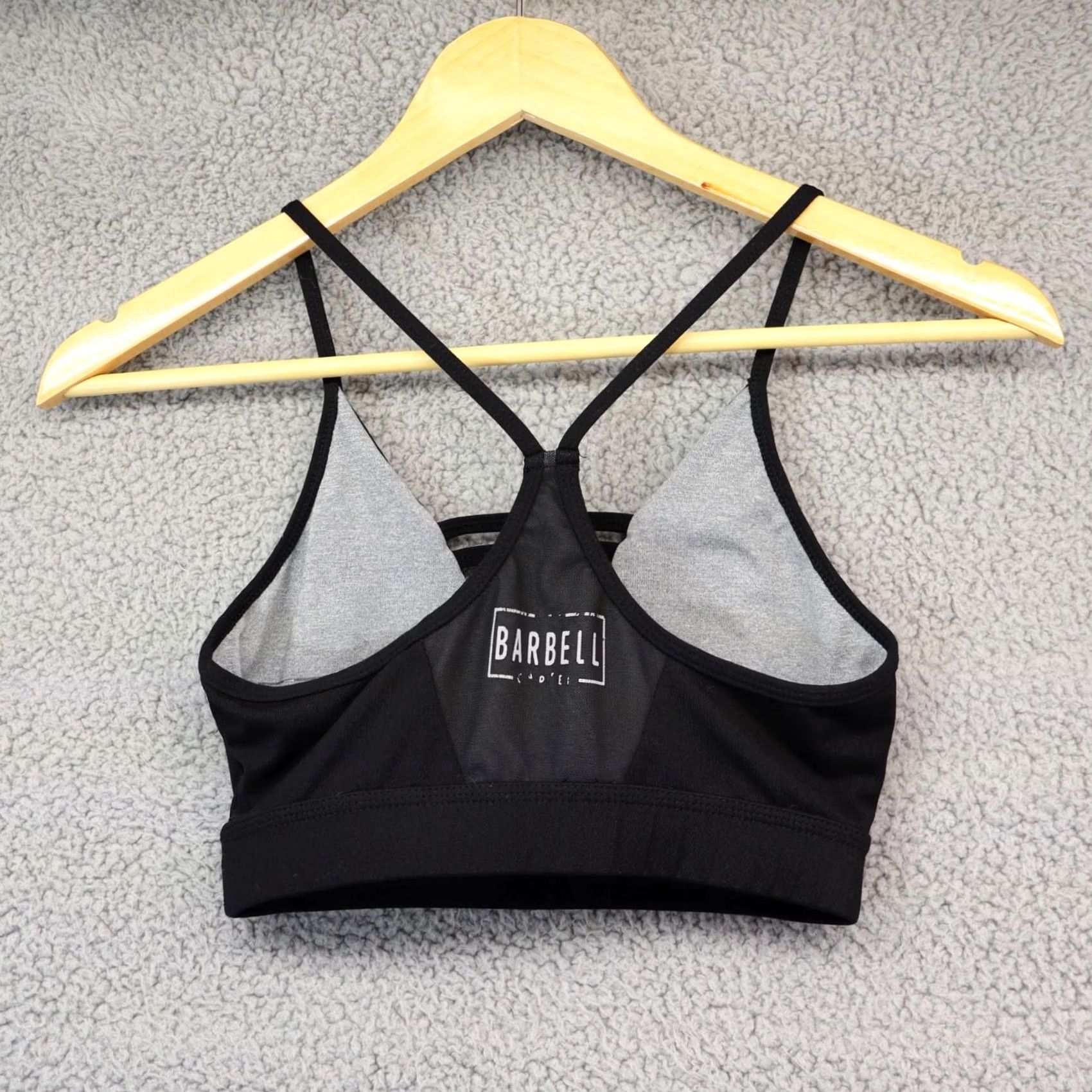 Vintage BARBELL Sports Bra Black S Crossback Pullover Wireless Medium Support Size ONE SIZE - 2 Thumbnail