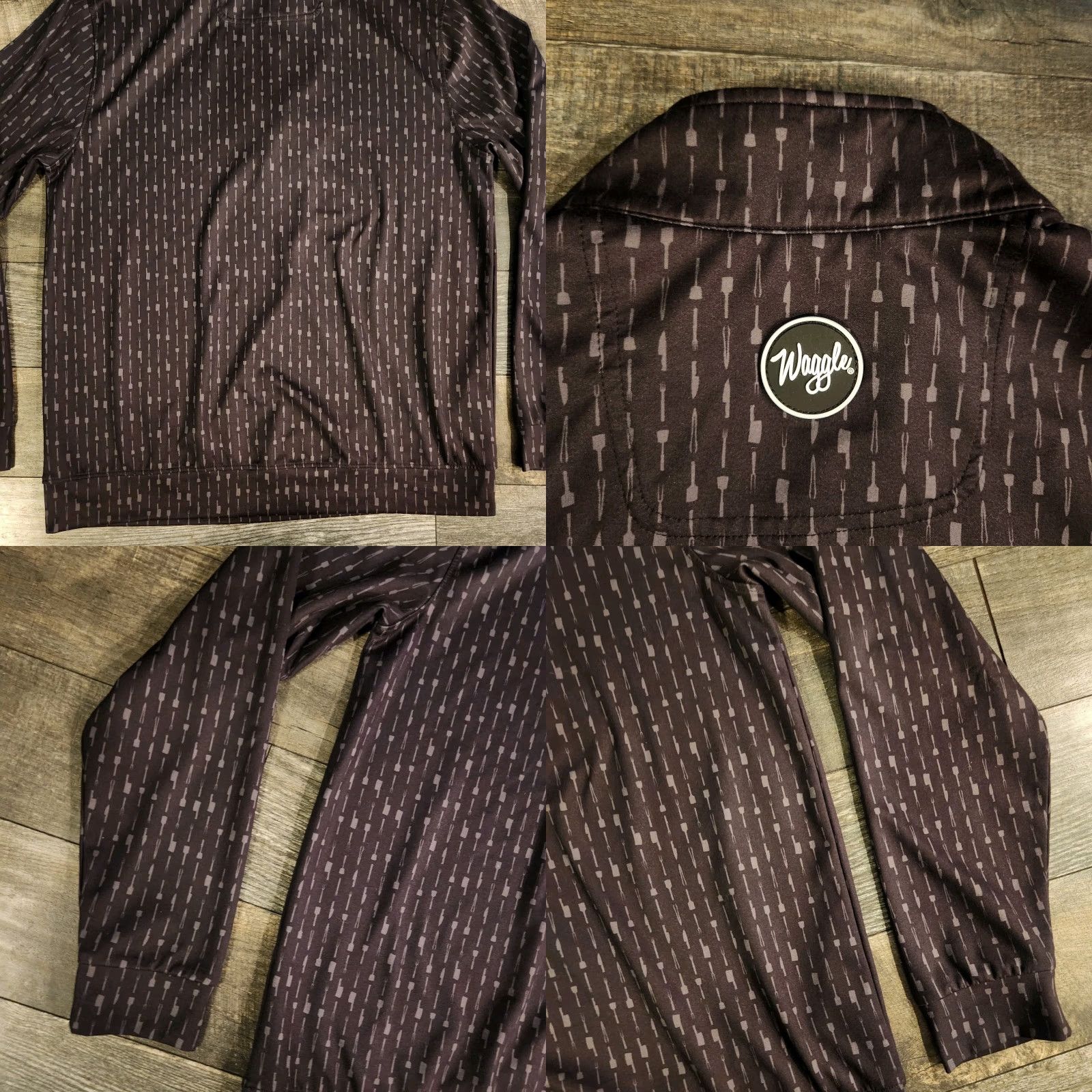 Vintage Waggle Cuso Cuts 1/4 Zip Pullover Mens XL AOP Gray Long Sleeve Lightweight Quick Dry Performance Folded in Waggle In The Hunt Golf/Grill Smoker Rare Size US L / EU 52-54 / 3 - 8 Thumbnail