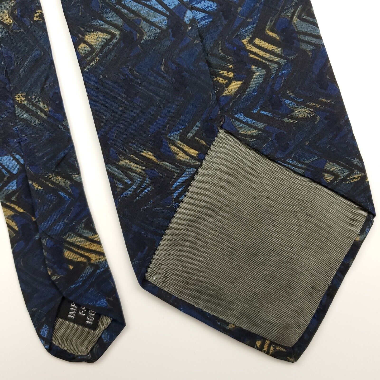 Vintage Geoffrey Beene Blue Abstract Silk Tie Short Size ONE SIZE - 5 Thumbnail