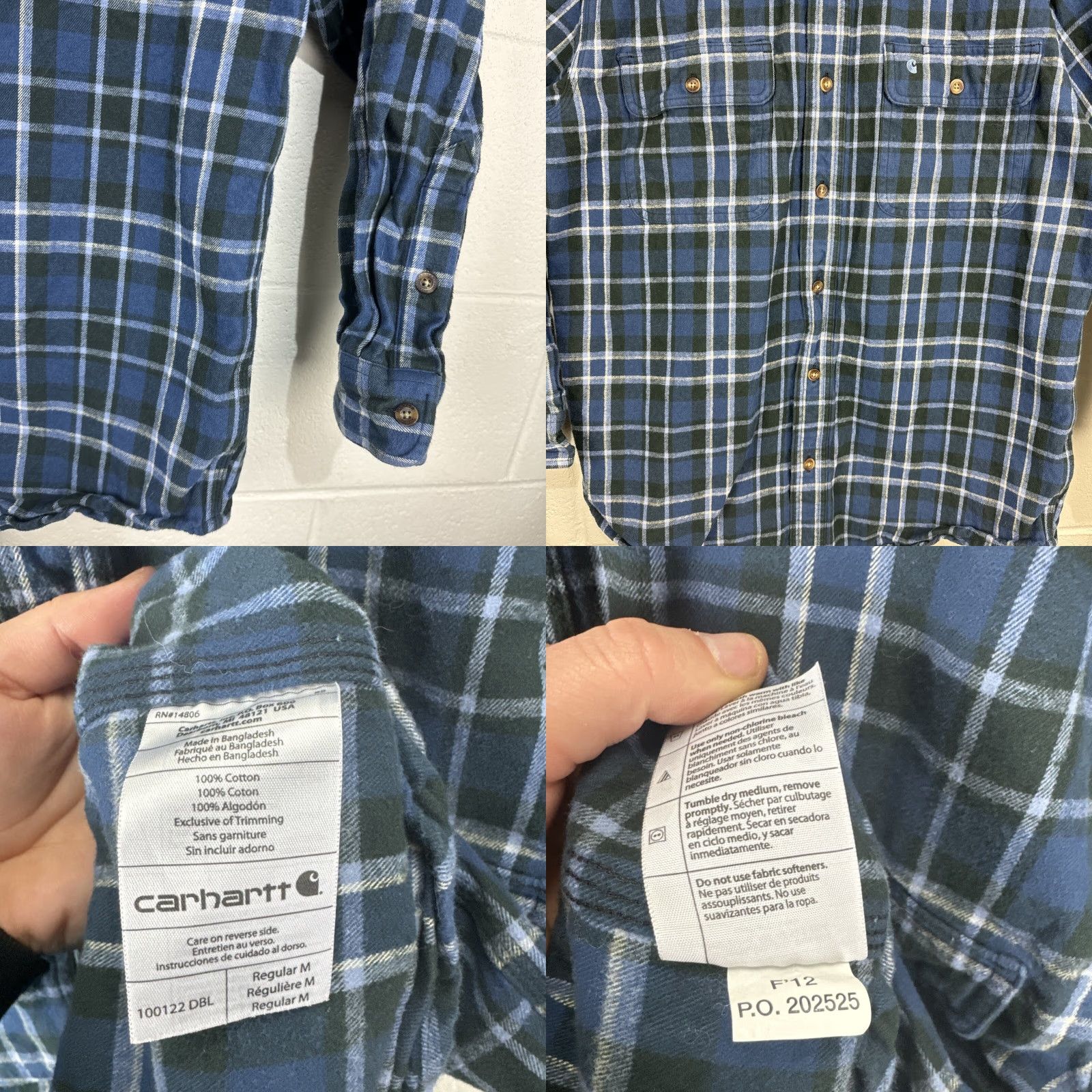 Carhartt Carhartt Shirt Mens Medium Blue Plaid Flannel Button-Up Pocketed 100122 Relaxed Fit Vintage-Inspired 90s Grunge Hip Hop Outdoor Workwear Size US M / EU 48-50 / 2 - 8 Thumbnail