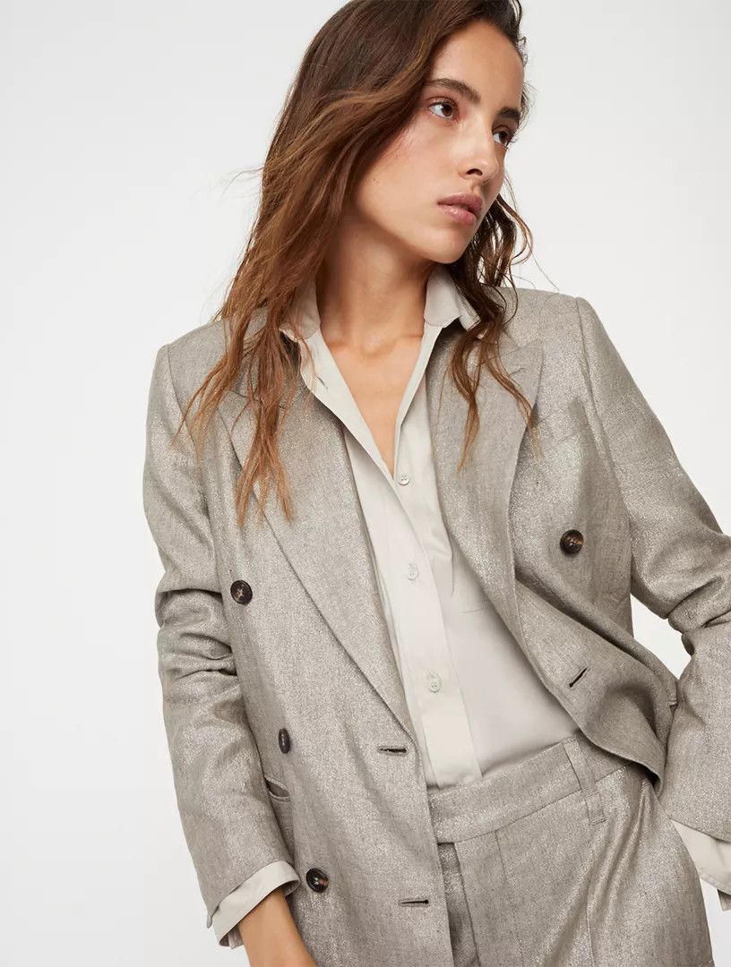 Brunello Cucinelli o1w1db10825 Woven Jacket Wool in Light/Pastel Grey Size M / US 6-8 / IT 42-44 - 5 Thumbnail