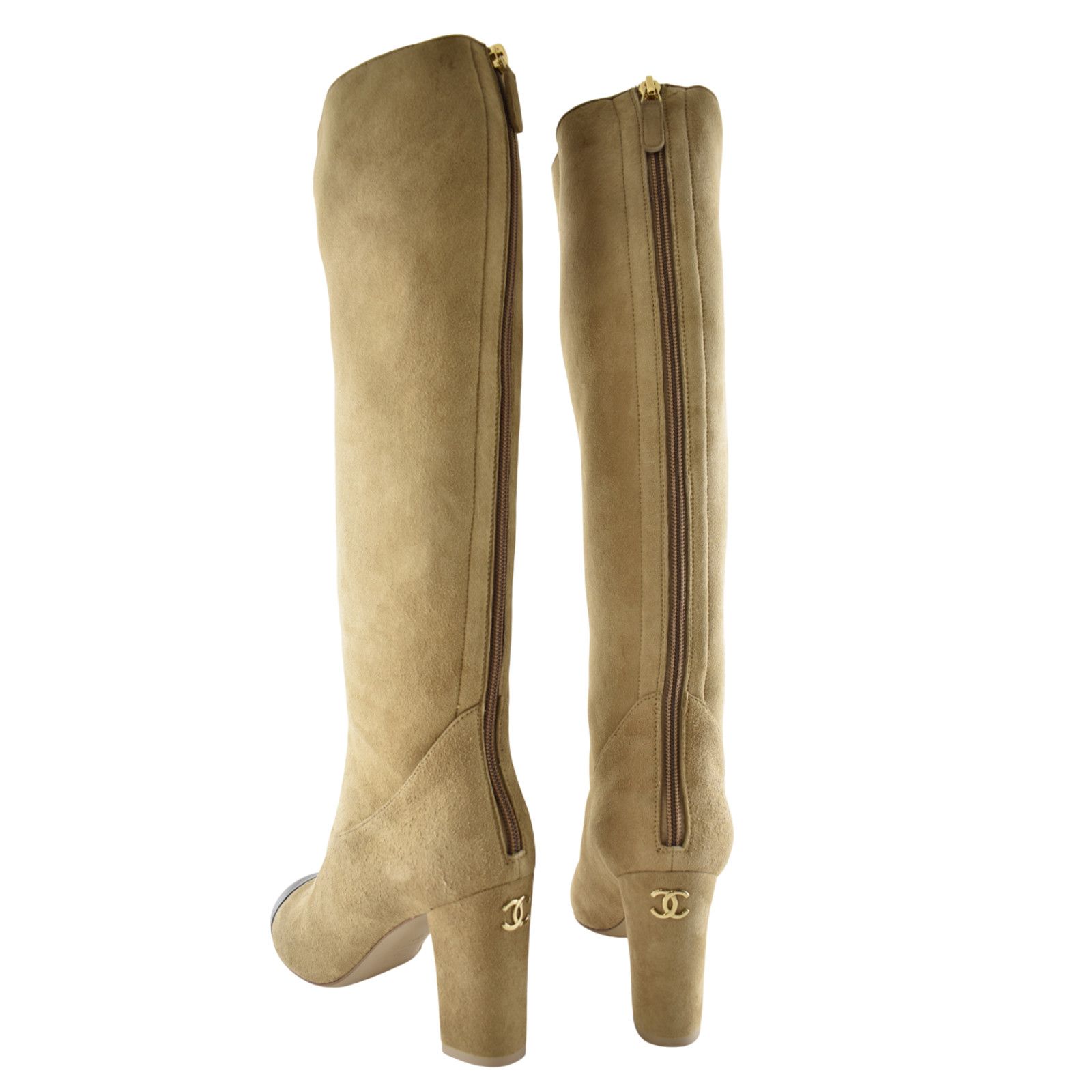 Chanel Chanel 24K Beige Suede Shearling Fur CC Logo Boots 37 Size US 6 / IT 36 - 21 Thumbnail