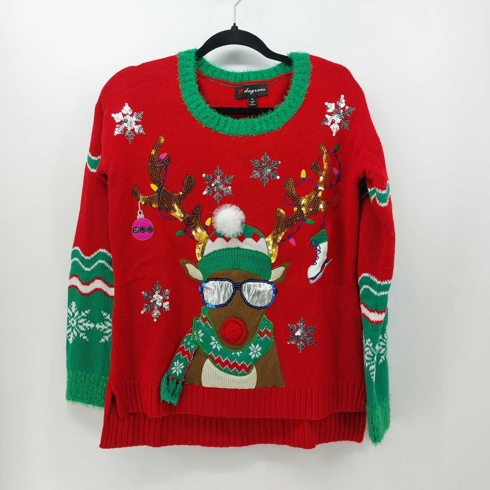 Other 33 Degree Ugly Christmas Sweater Cool Reindeer Ornaments M Size M / US 6-8 / IT 42-44 - 1 Thumbnail