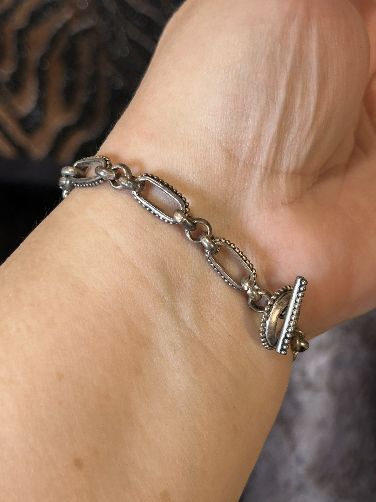 Jewelry Vintage antique silver tone paperclip link bracelet Size ONE SIZE - 3 Thumbnail