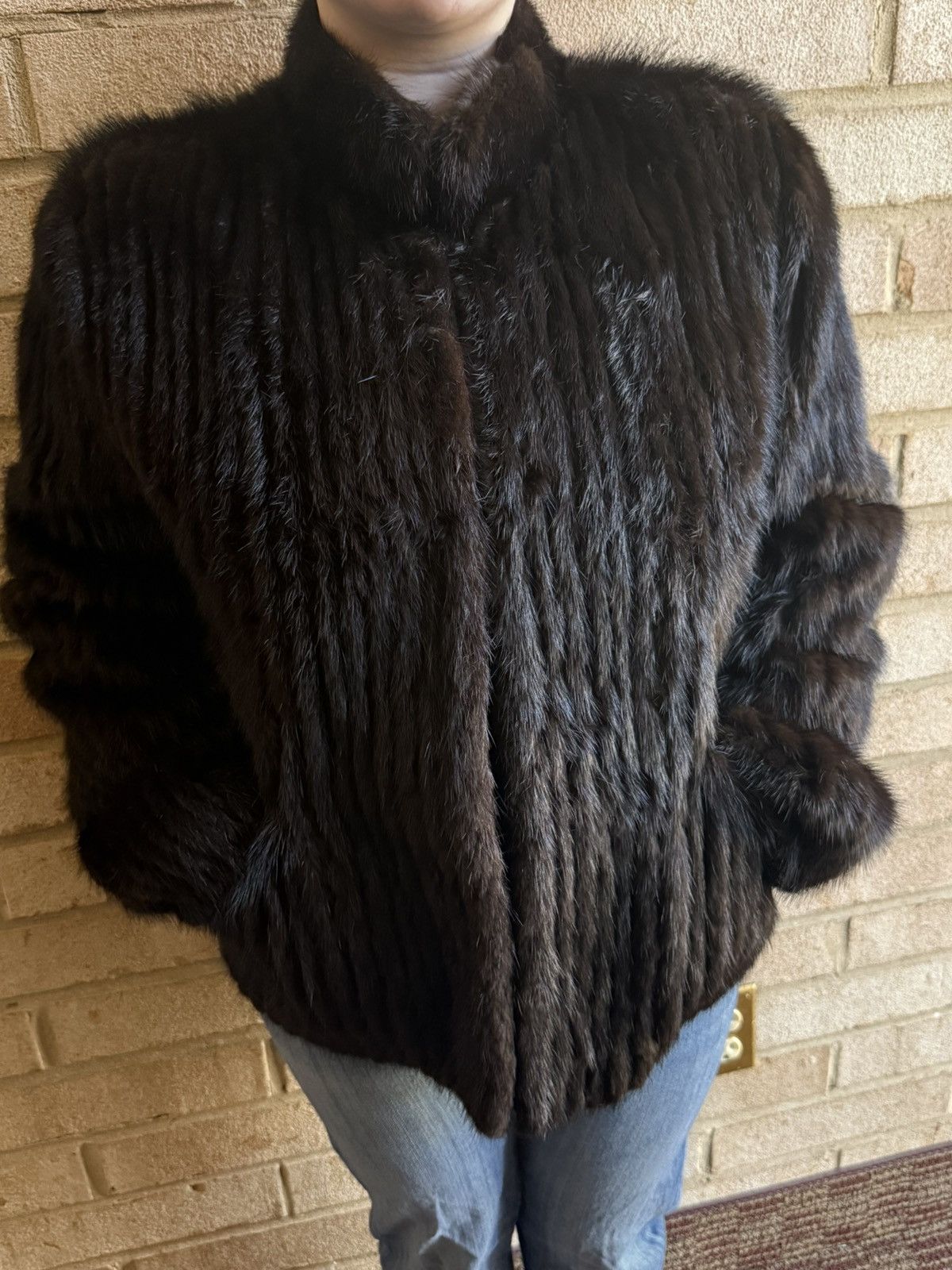 Other Brown vintage old french mink fur jacket with black lining Size XL / US 12-14 / IT 48-50 - 3 Thumbnail