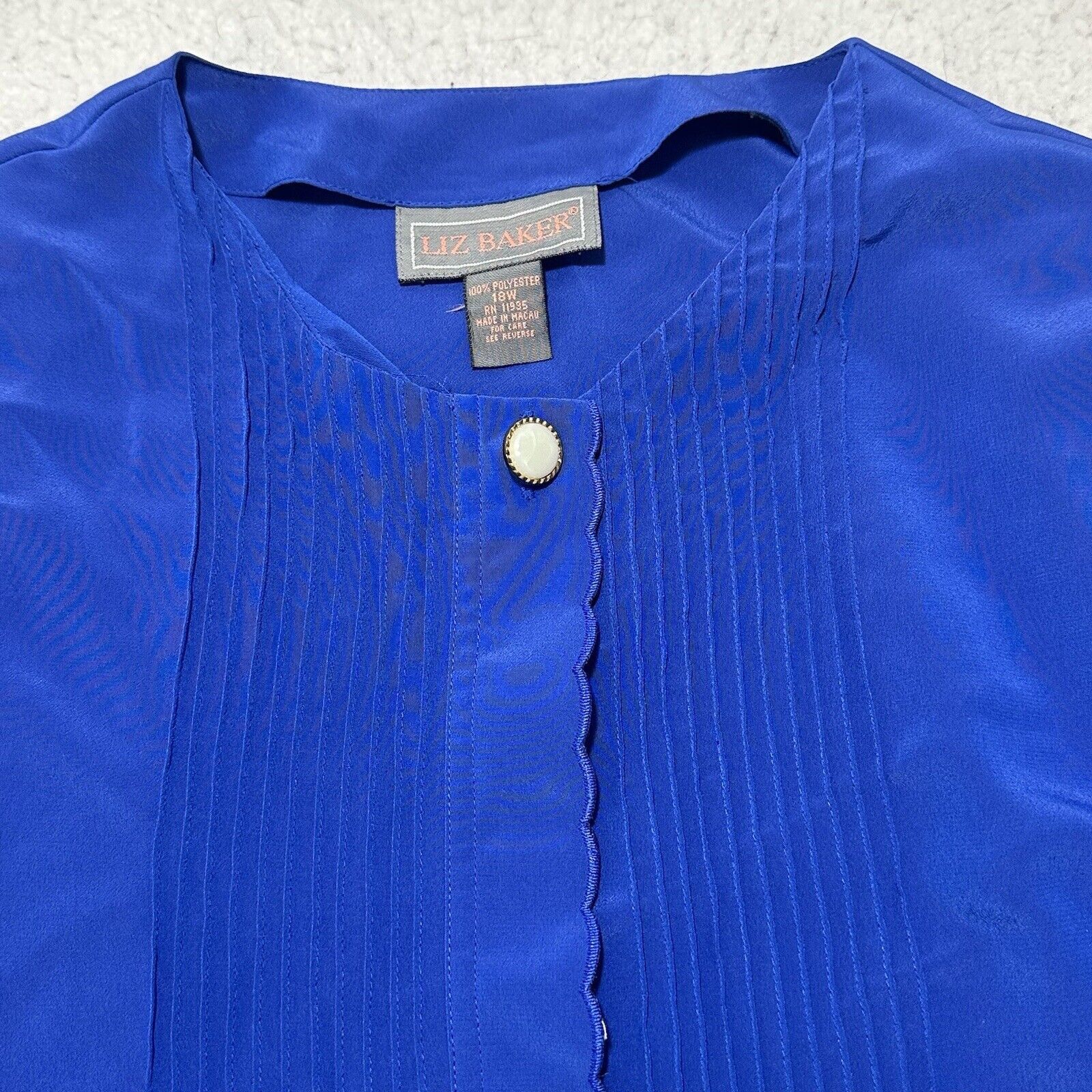 Other Liz Baker 18W Lightweight Button Down Blouse Royal Blue Size XXL / US 16-18 / IT 52-54 - 2 Thumbnail