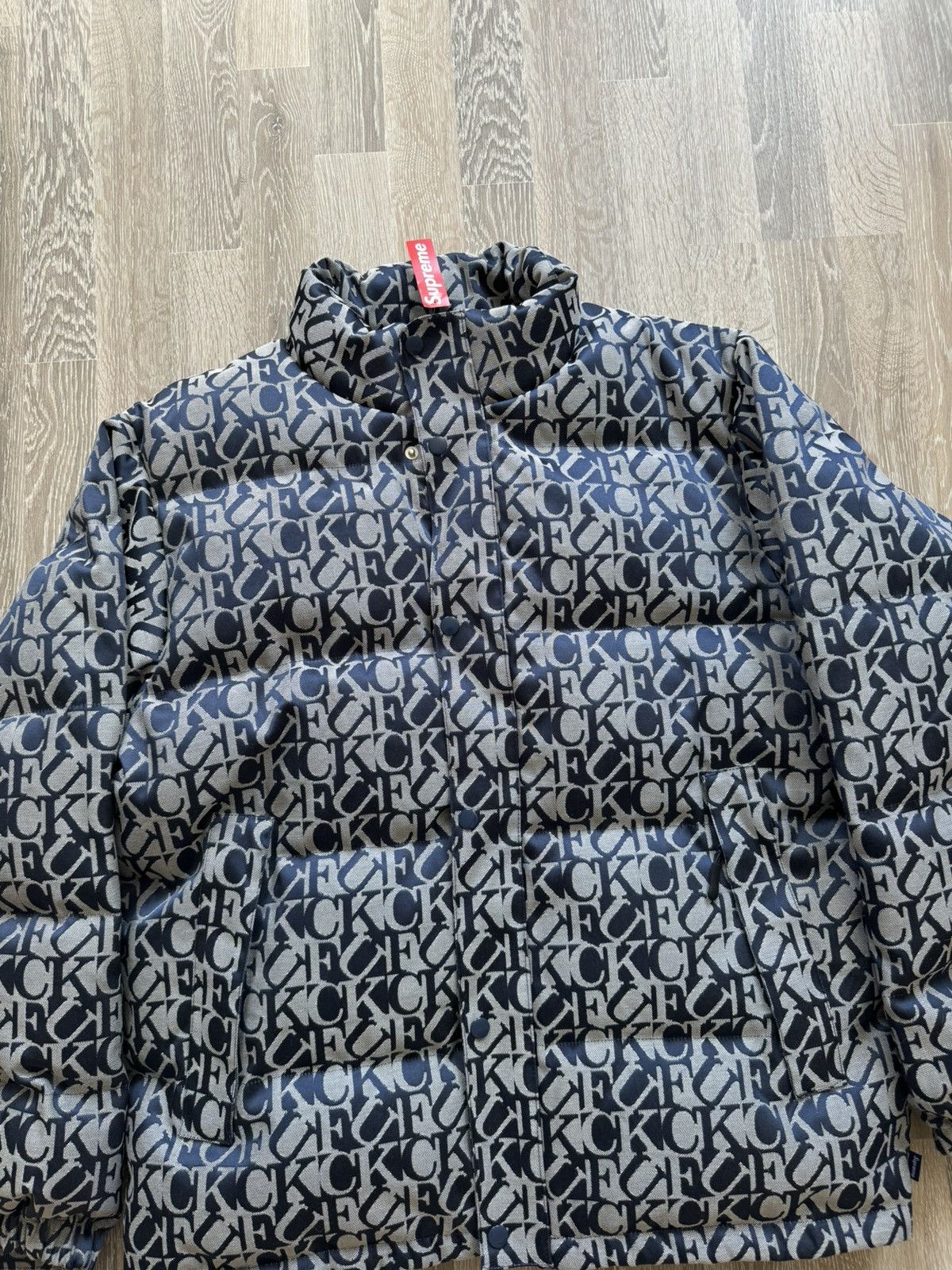Supreme DS Supreme Fuck Jacquard Puffy Jacket Navy Size US L / EU 52-54 / 3 - 2 Thumbnail