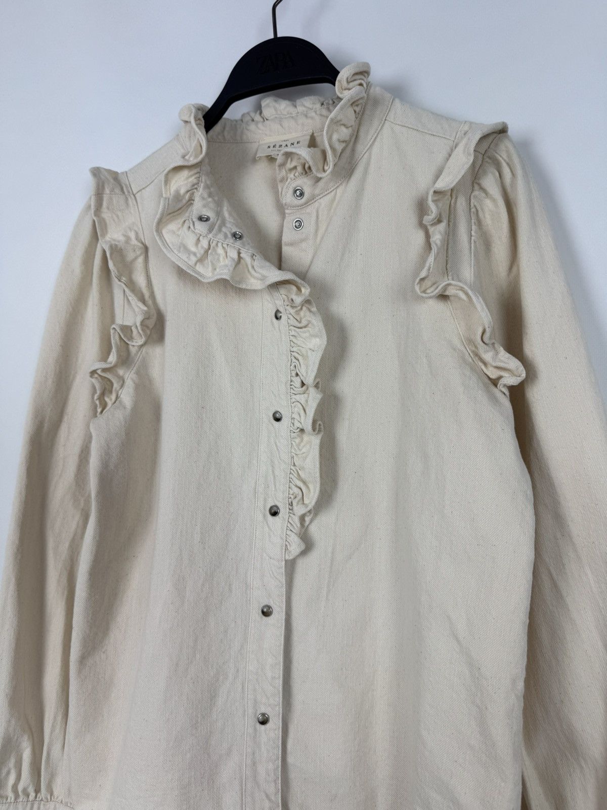 Sezane Sezane Eva Shirt Mottled Ecru Overshirt Size XS / US 0-2 / IT 36-38 - 7 Thumbnail