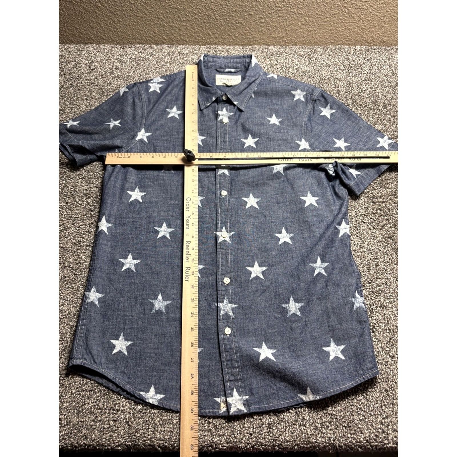 Ralph Lauren Denim & Supply Ralph Lauren Shirt Mens Medium Chambray Patriotic Stars Blue Button-Up Shirt Size US M / EU 48-50 / 2 - 5 Thumbnail