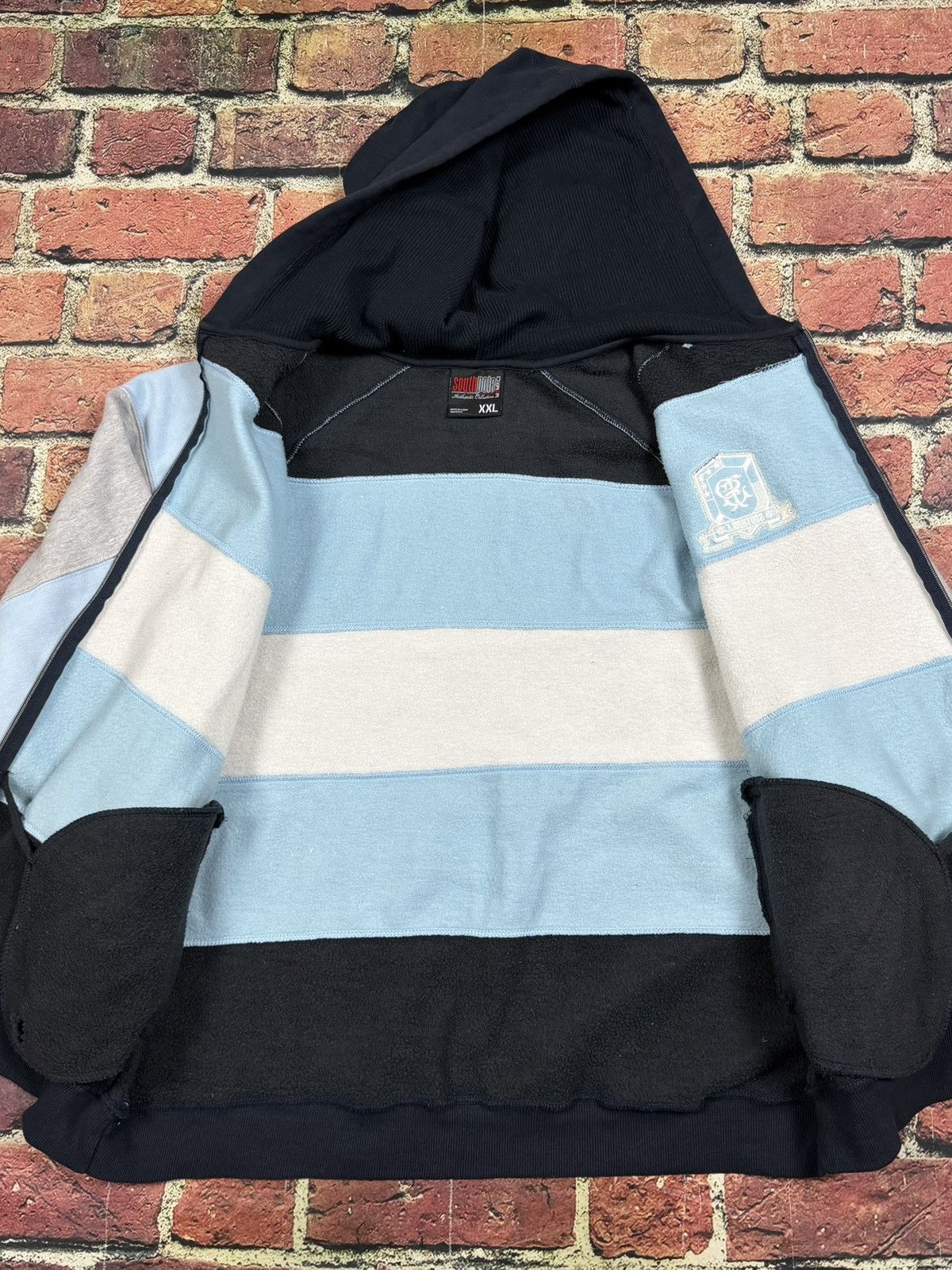 Southpole Vintage Southpole Zip-Up Hoodie Sweatshirt Blue Striped Y2K Size US XXL / EU 58 / 5 - 8 Thumbnail