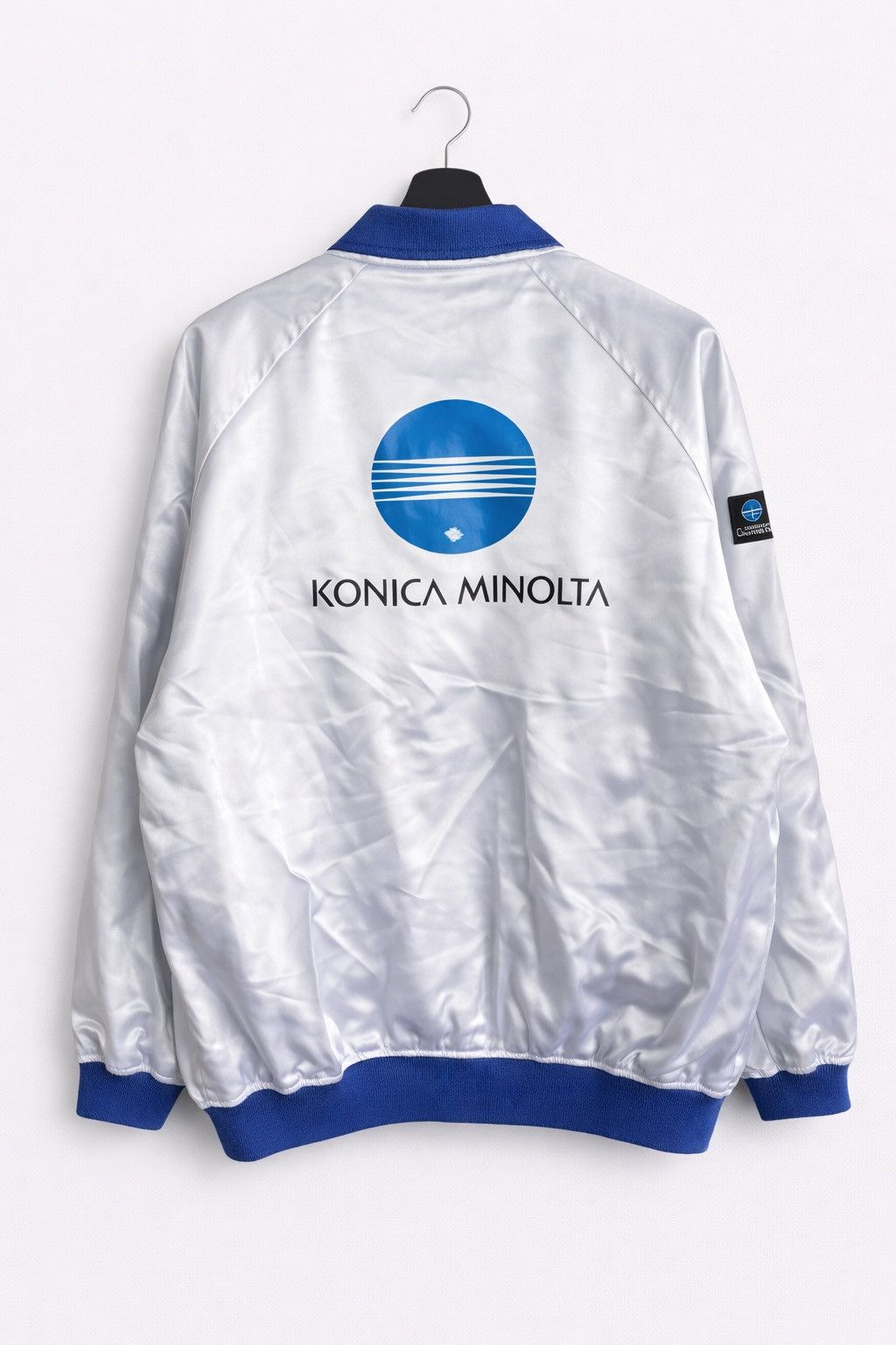Japanese Brand Vintage Konica Minolta Satin Coach Jacket Blue White Logo Size US L / EU 52-54 / 3 - 2 Thumbnail
