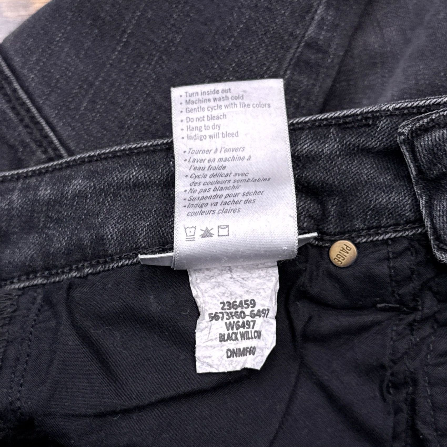 Paige Paige Jeans Slim Womens 26 Black High Rise Stretch Denim 5-Pocket Logo Straight City Vintage: No Mens Womens Size 26" / US 2 / IT 38 - 6 Thumbnail