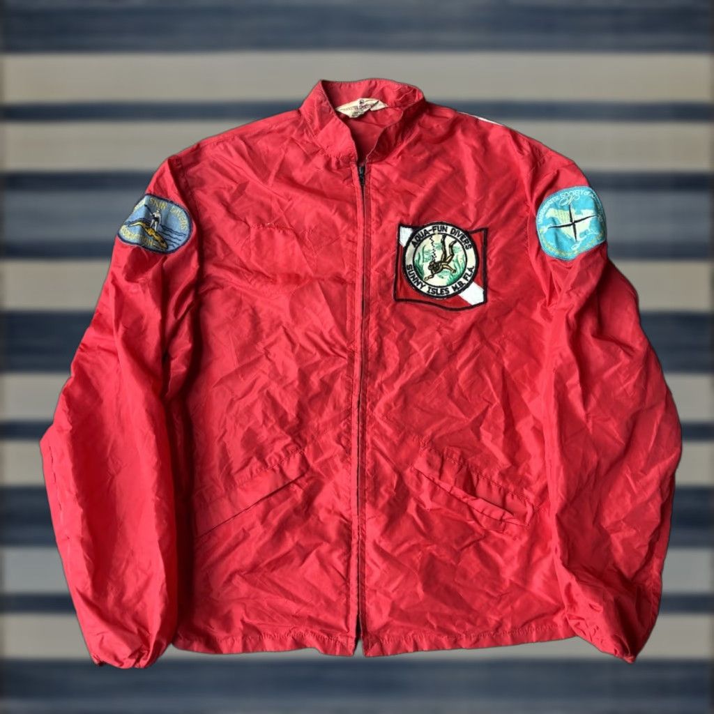 AQUA VINTAGE Duckster Sportswear Jacket Mens 60s Aqua Diver Zip Up Florida Medium Red Nylon Lining Full Zip Windbreaker 90s Outdoor Beach Localized Size US M / EU 48-50 / 2 - 1 Thumbnail