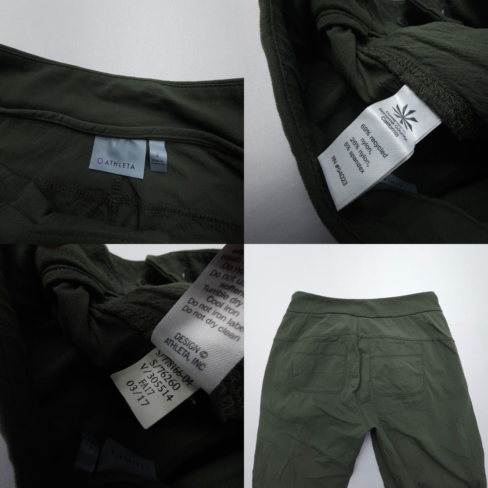 Athleta Athleta Trekkie Crop Pants Womens 2 Green Ripstop Hiking Travel Stretch Size 26" / US 2 / IT 38 - 8 Thumbnail