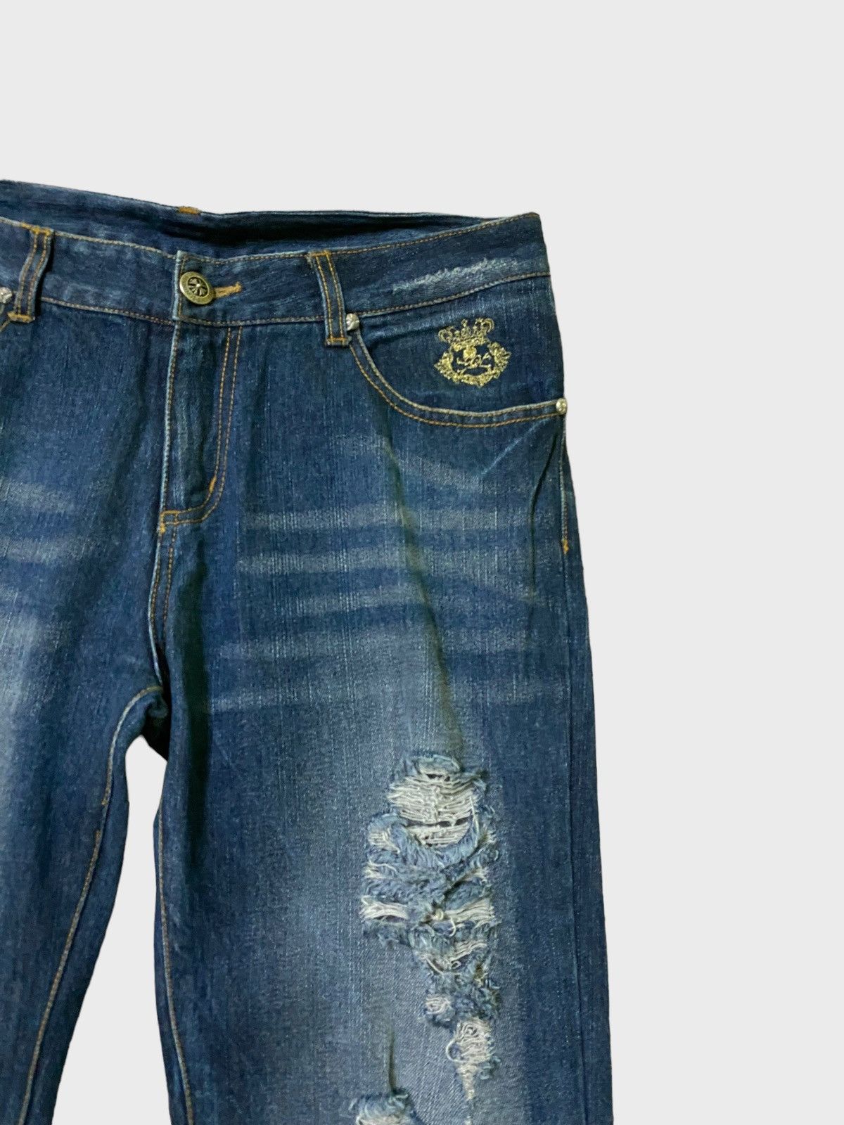 If Six Was Nine Flared Sho Bernings Lace Distressed Style Denim Size US 31 - 5 Thumbnail