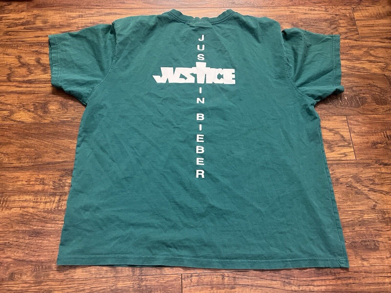 Justin Bieber Men's Justin Bieber T-Shirt Green Justice XXL Y2K Tour Size US XXL / EU 58 / 5 - 7 Thumbnail