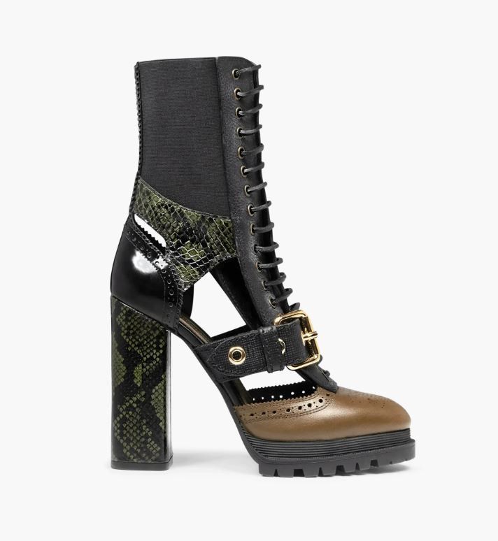 Burberry Burberry Black/Green Snakeskin Leather Heeled Ankle Boots Size US 11 / IT 41 - 1 Thumbnail