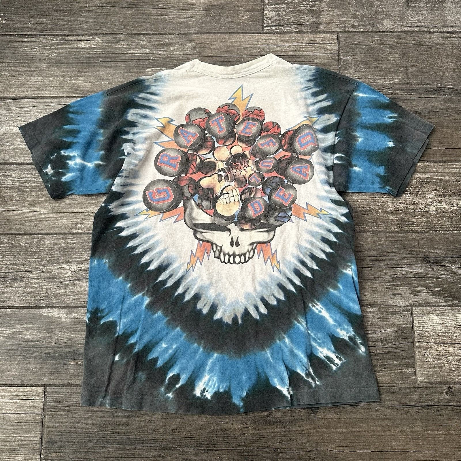 Vintage VTG GRATEFUL DEAD SKIING SKELETON WGITE BLUE BAND PROMO T-SH Size US L / EU 52-54 / 3 - 3 Thumbnail