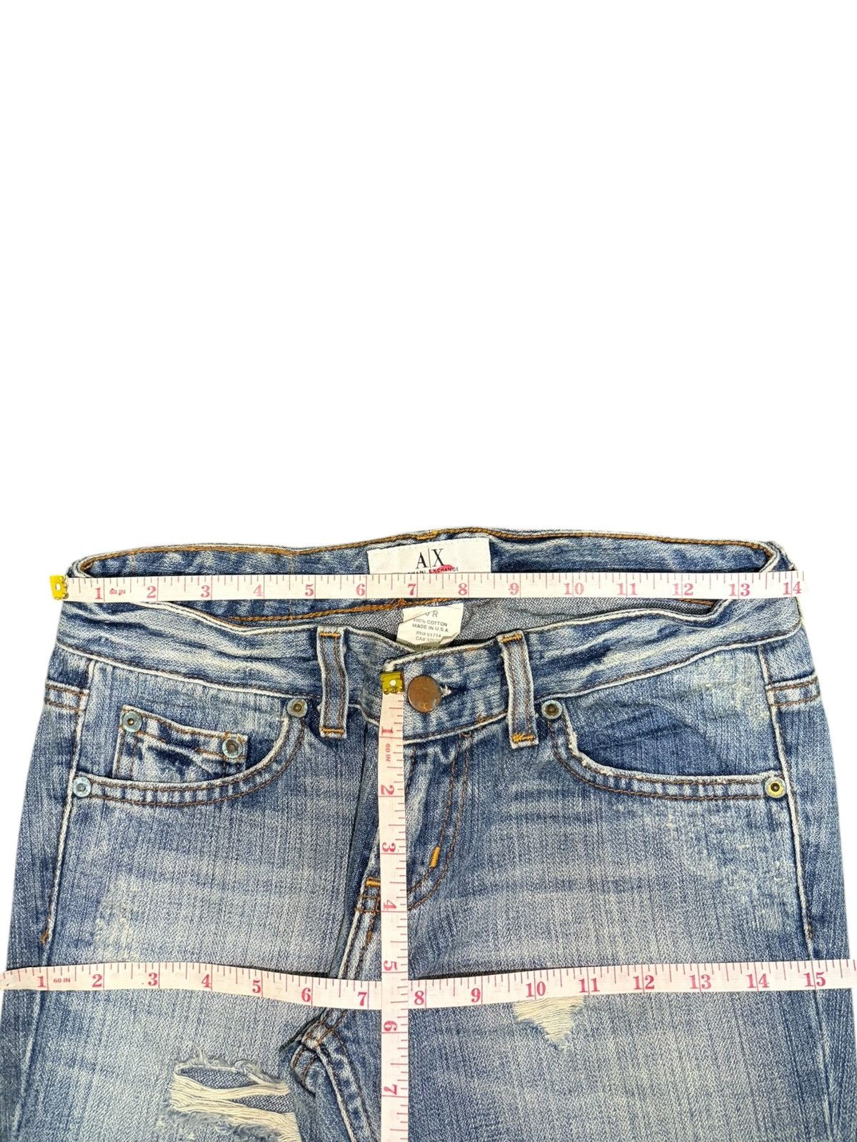 Armani Exchange Vintage Armani Exchange Distress Low Rise Flare Jeans Size 27" / US 4 / IT 40 - 6 Thumbnail