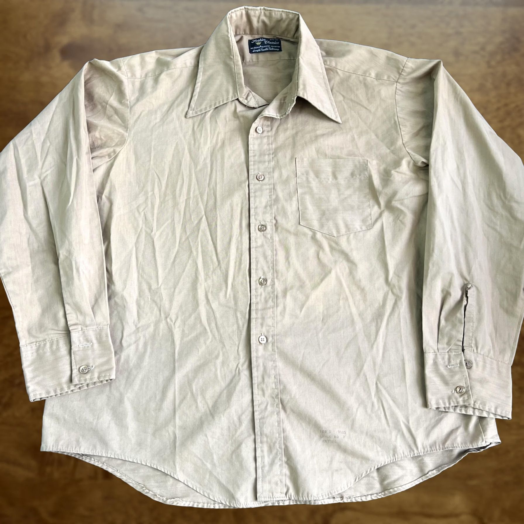 Vintage VINTAGE Fashion Classics Shirt Mens Large Beige Solid Long Sleeve Button Up Size US L / EU 52-54 / 3 - 1 Thumbnail