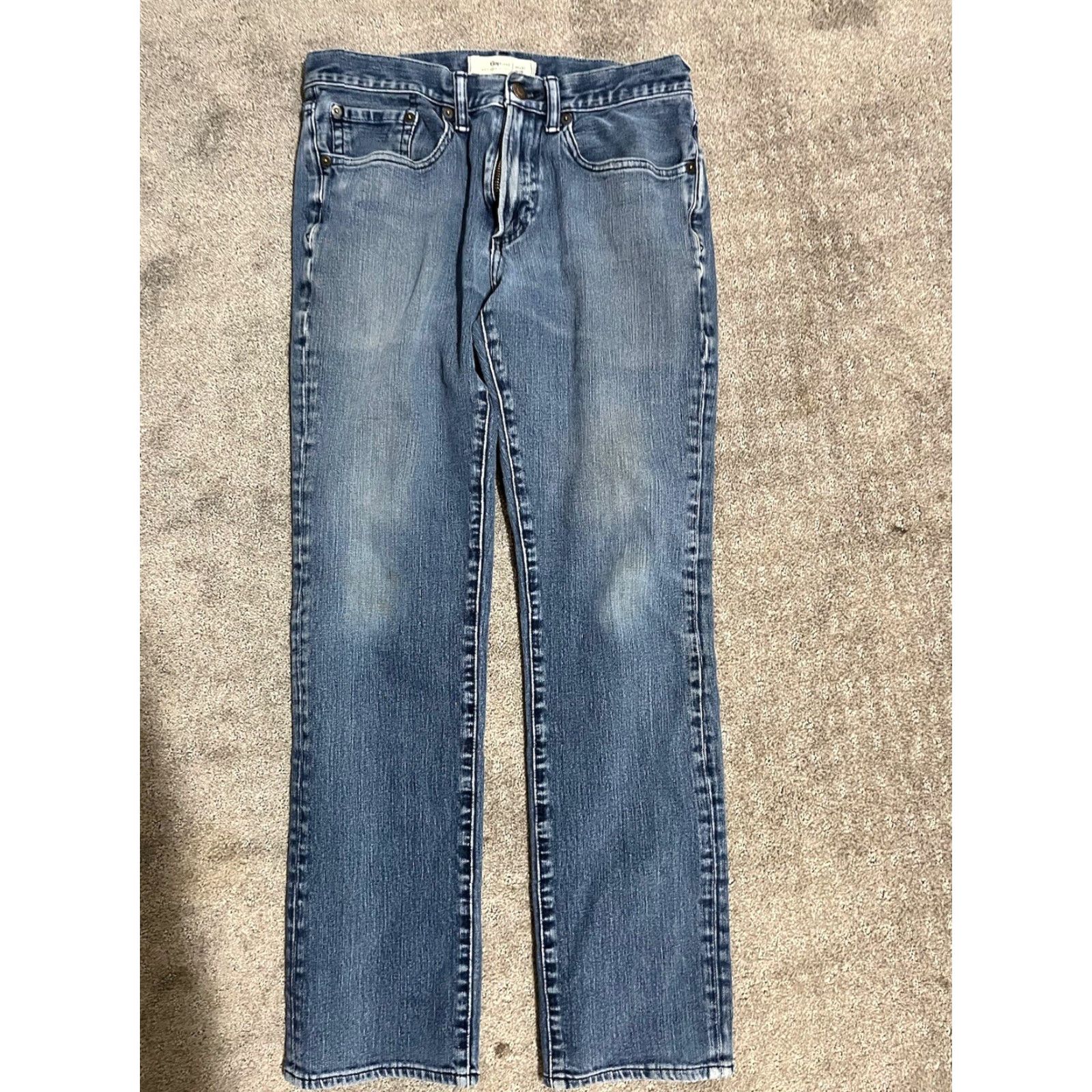 Gap Gap Slim Fit Jeans Men 30x30 Dark Wash Denim 5-Pocket Solid Straight 1969 For Good Distressed Blue Distressed Size US 30 / EU 46 - 3 Thumbnail