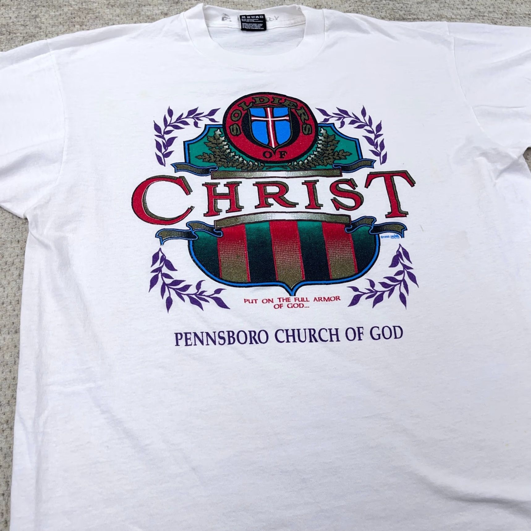 Fruit Of The Loom VINTAGE Jesus Shirt Men XL White Tee Religion Christ God Single Stitch 90s Adult Size US XL / EU 56 / 4 - 5 Thumbnail