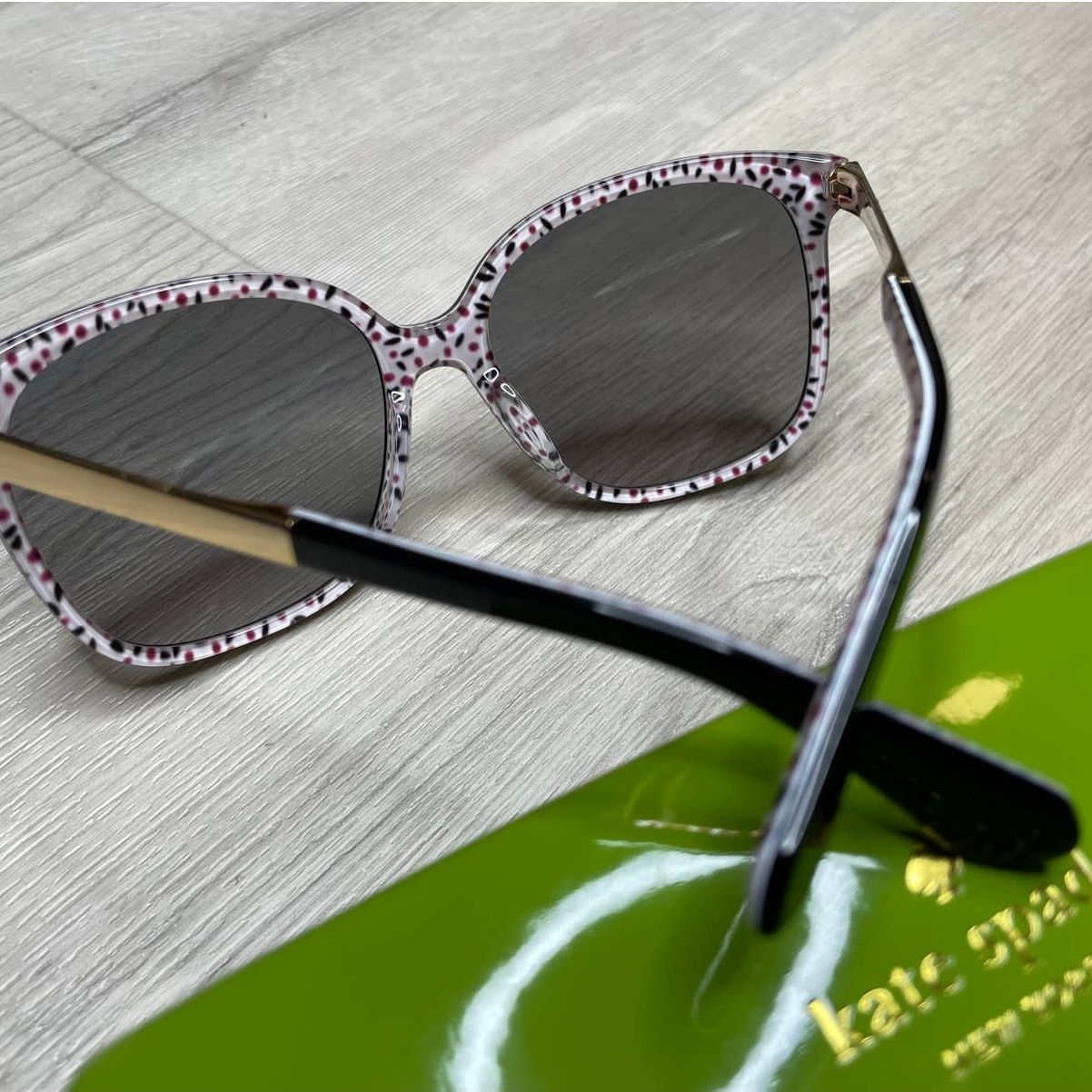 Kate Spade Kate Spade Mackenzee Square Sunglasses, Black Pattern Size ONE SIZE - 4 Thumbnail