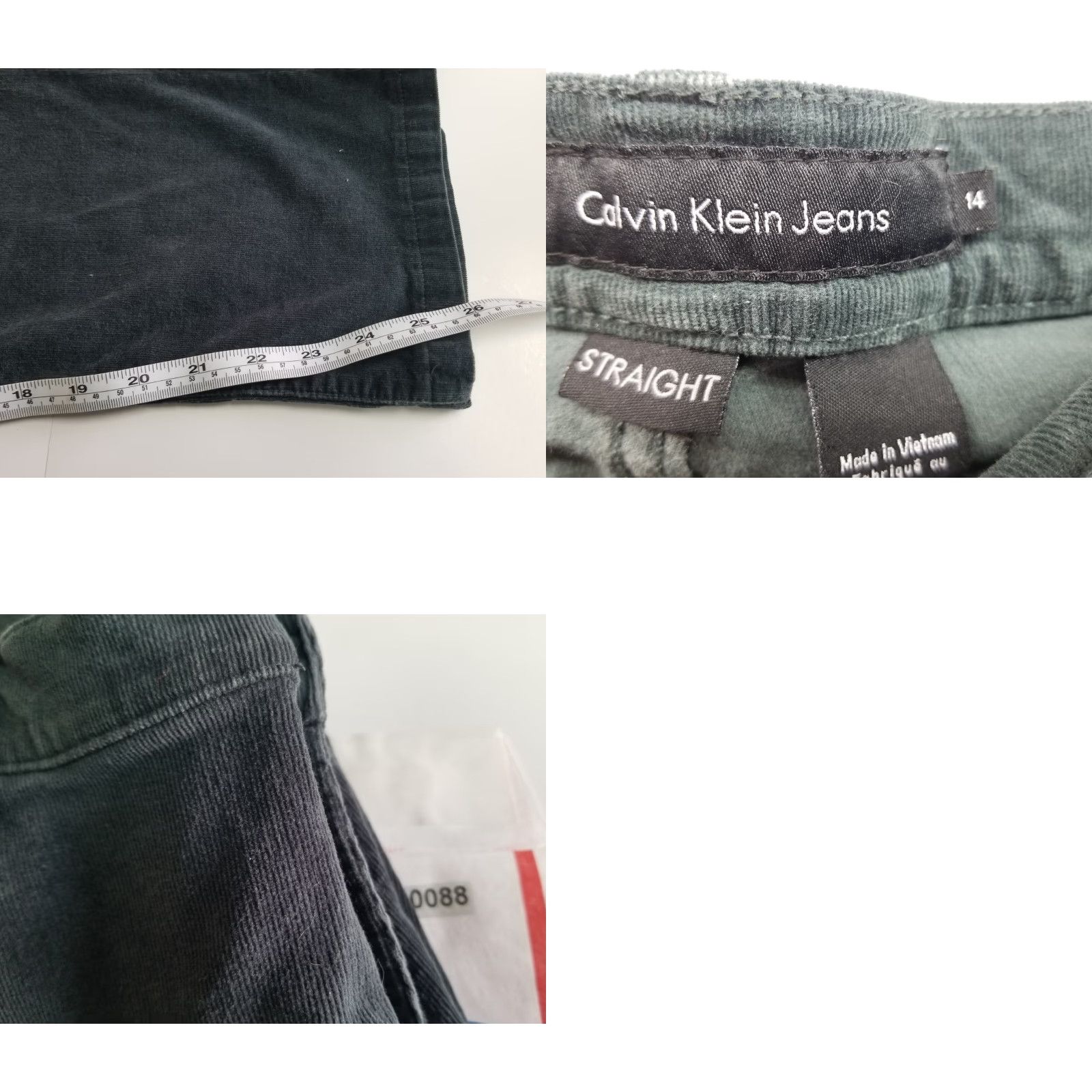 Calvin Klein Calvin Klein Women's Jeans Straight Corduroy Green Size 14 90s Button Dark Jeans Corduroy 100% Cotton Regular Women Size 36" / US 14 / IT 50 - 8 Thumbnail