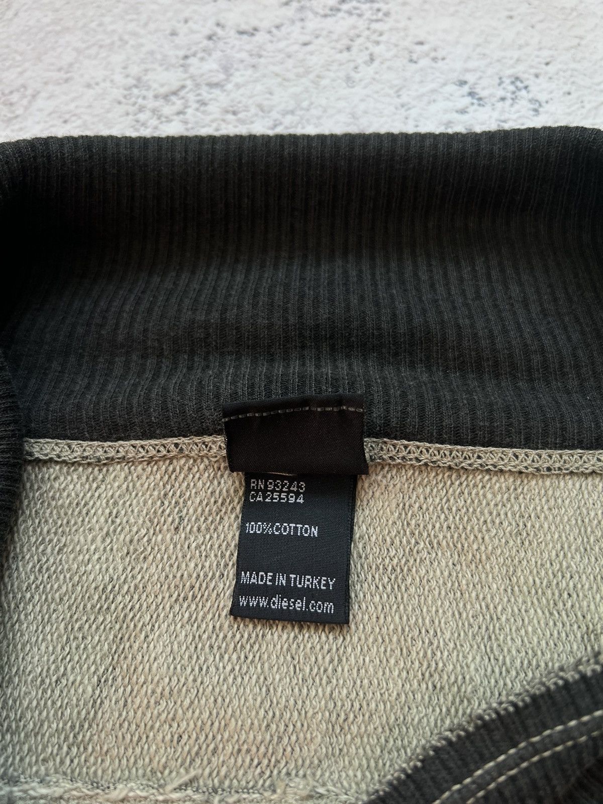 Diesel Archive Distressed Zip Up Top Jumper Y2K Grunge