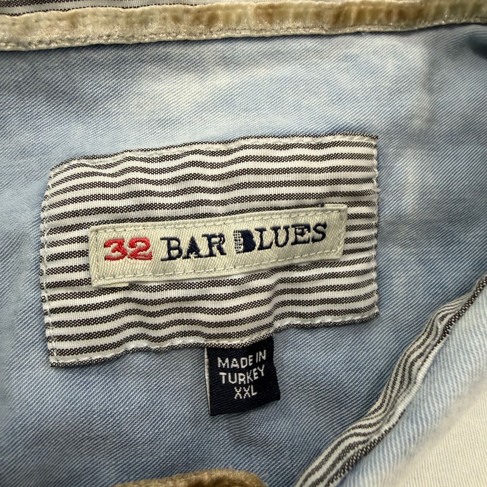 Vintage 32 Bar Blues Button Up Shirt Men's 2XL XXL Blue Chambray Size US XXL / EU 58 / 5 - 4 Thumbnail