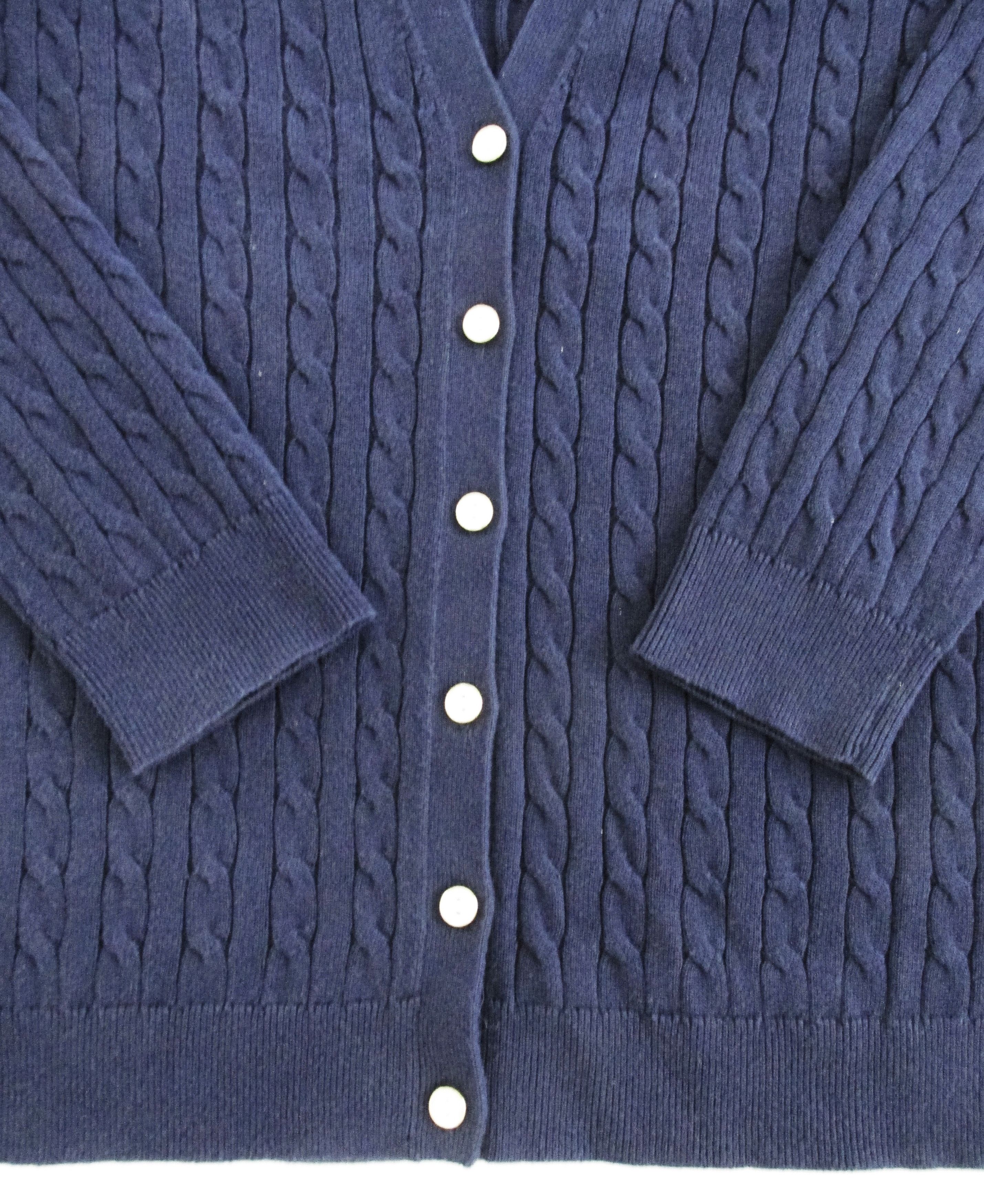 Lands' End Lands' End Women's Cotton Cardigan Sweaters Size Large Size L / US 10 / IT 46 - 3 Thumbnail