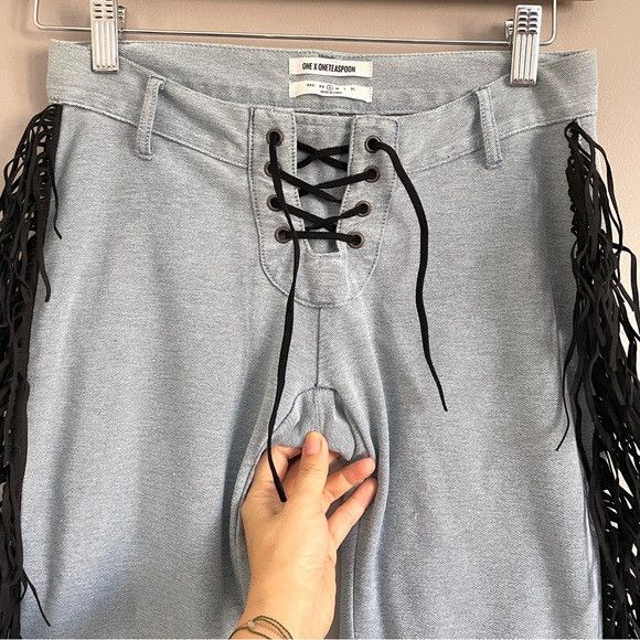 Other Oneteaspoon Low Rise Denim Leggings w/ Fringe - Small 🐴 Size 28" / US 6 / IT 42 - 3 Thumbnail