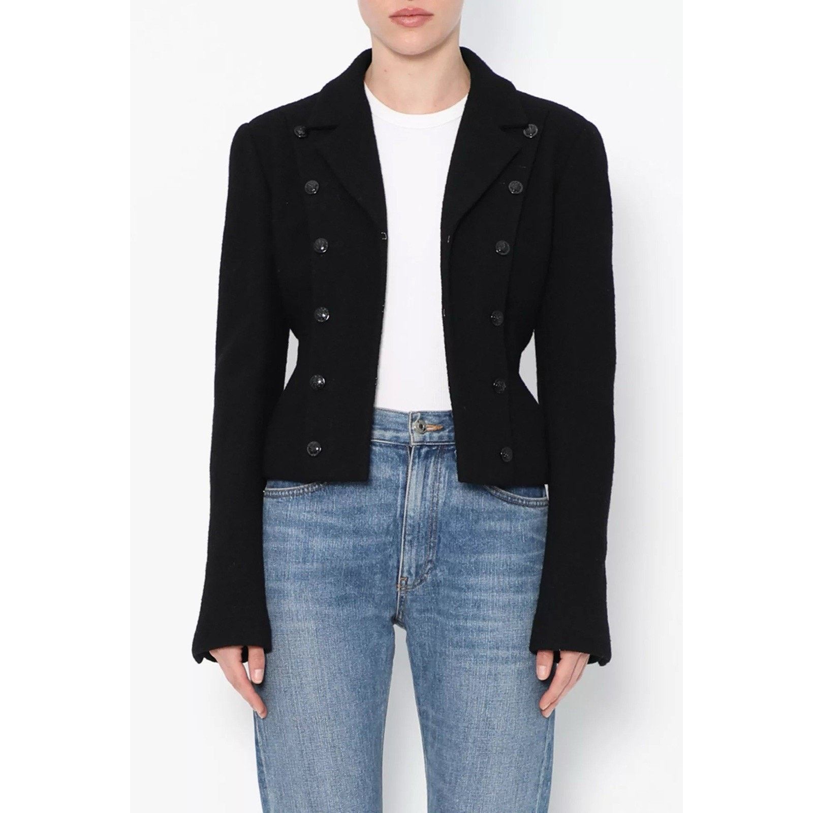 Chanel CHANEL Cropped Bouclé Camélia Double Breasted Wool Jacket Size L / US 10 / IT 46 - 3 Thumbnail