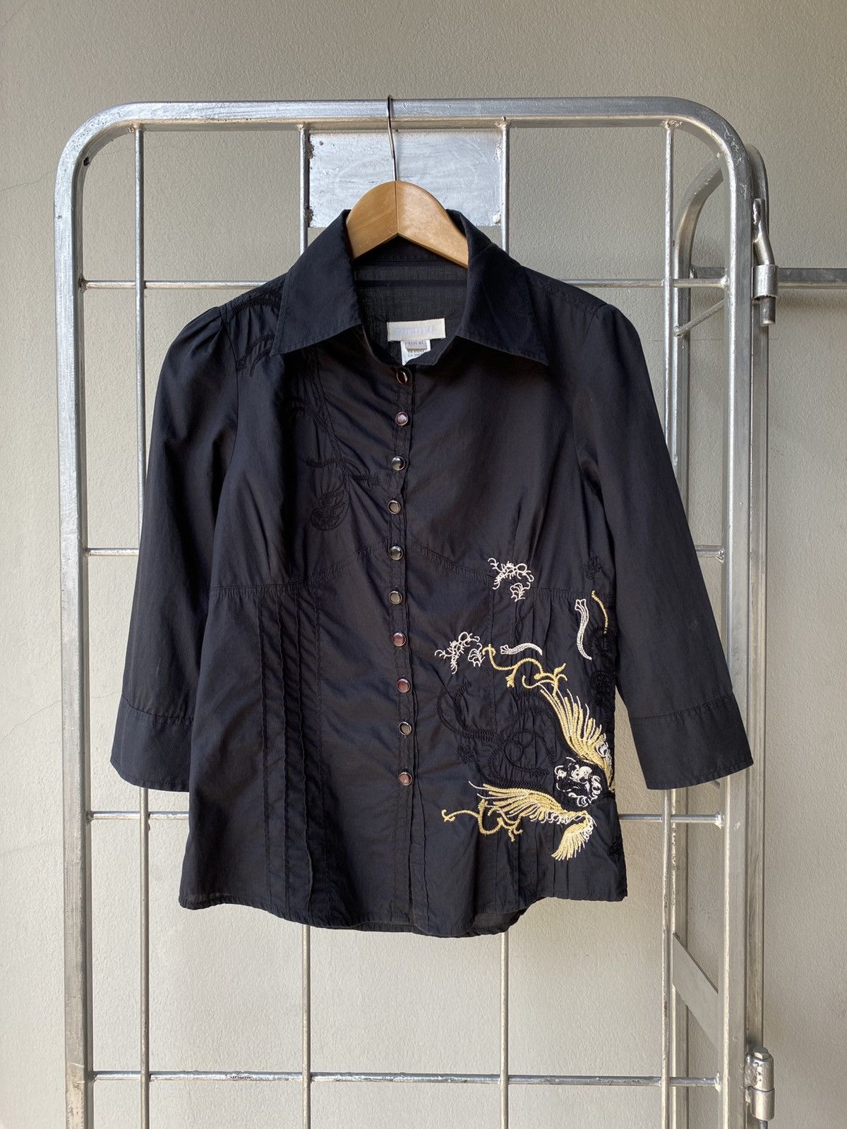 Diesel DIESEL Black Embroidered Button-Up Shirt Size XS / US 0-2 / IT 36-38 - 12 Thumbnail