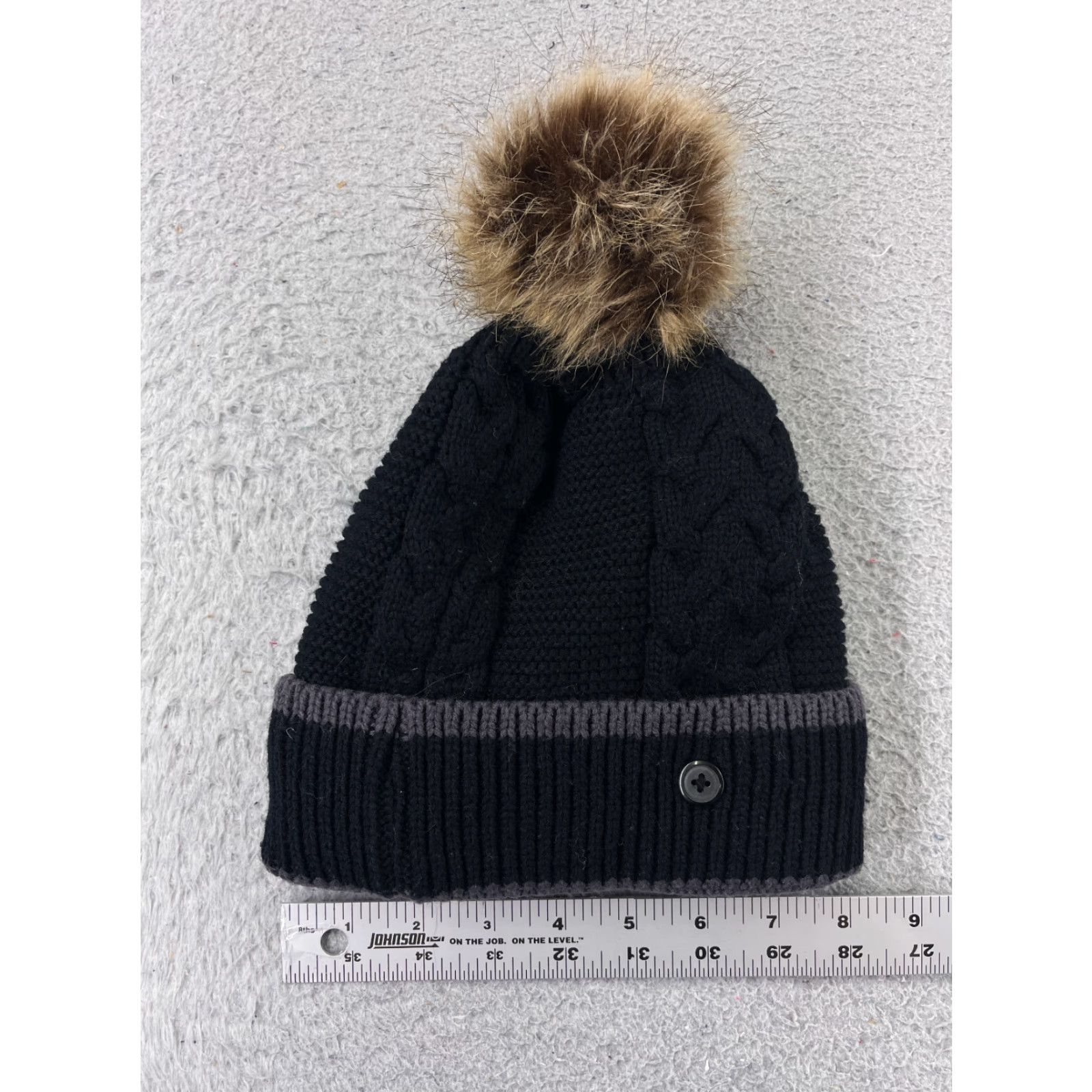 Vintage Chillmeister Beanie Adult One Size Black Gray Cable Knit 100% Acrylic Pom Hats Beanie Unisex Adults Knit Outdoor Ski Winter Mens Womens Girls Boys Size ONE SIZE - 4 Thumbnail