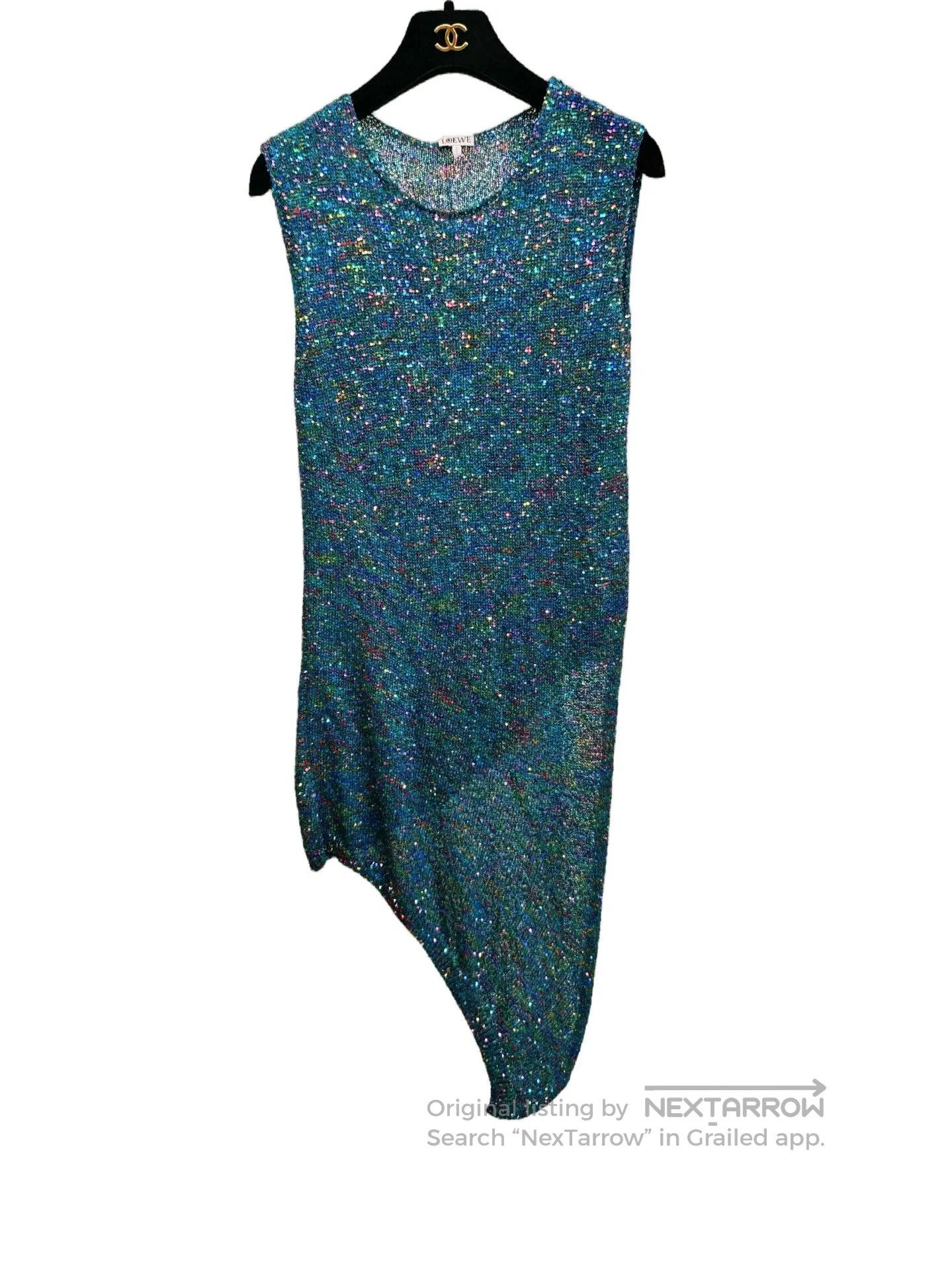 LOEWE Sequin Asymmetric Sleeveless Top.