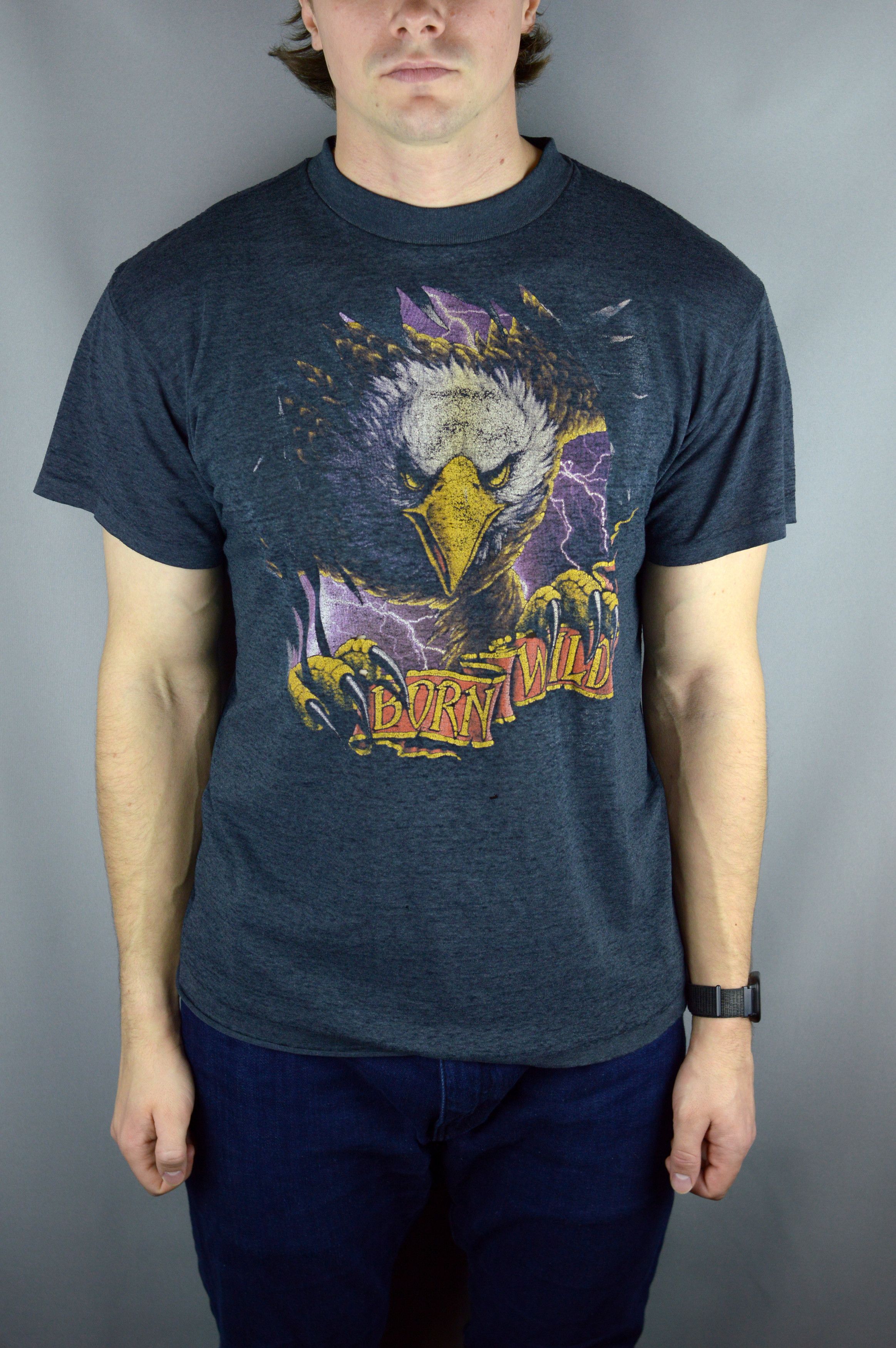 Vintage Vintage 3D Emblem Born Wild 50/50 t shirt Size US L / EU 52-54 / 3 - 1 Thumbnail