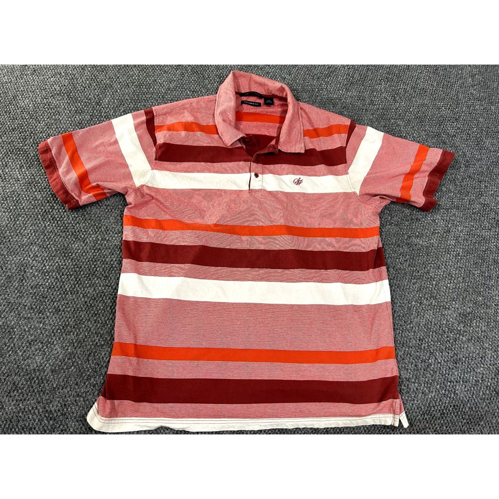 Sean John Sean John polo shirt Mens 3XL orange white red striped knit cotton Button Logo Casual Summer Spring Golf Mens Size US XXL / EU 58 / 5 - 2 Thumbnail