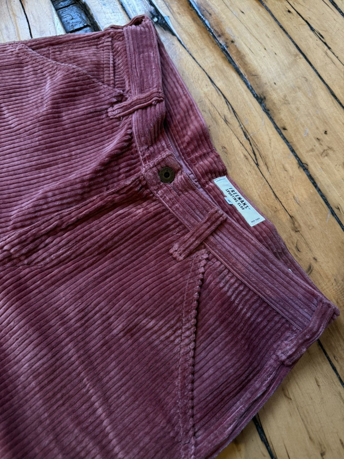 Freemans Sporting Club Pink Red Luxury Wide Corduroy Duca Visconti Painter Pant Size US 33 - 2 Thumbnail