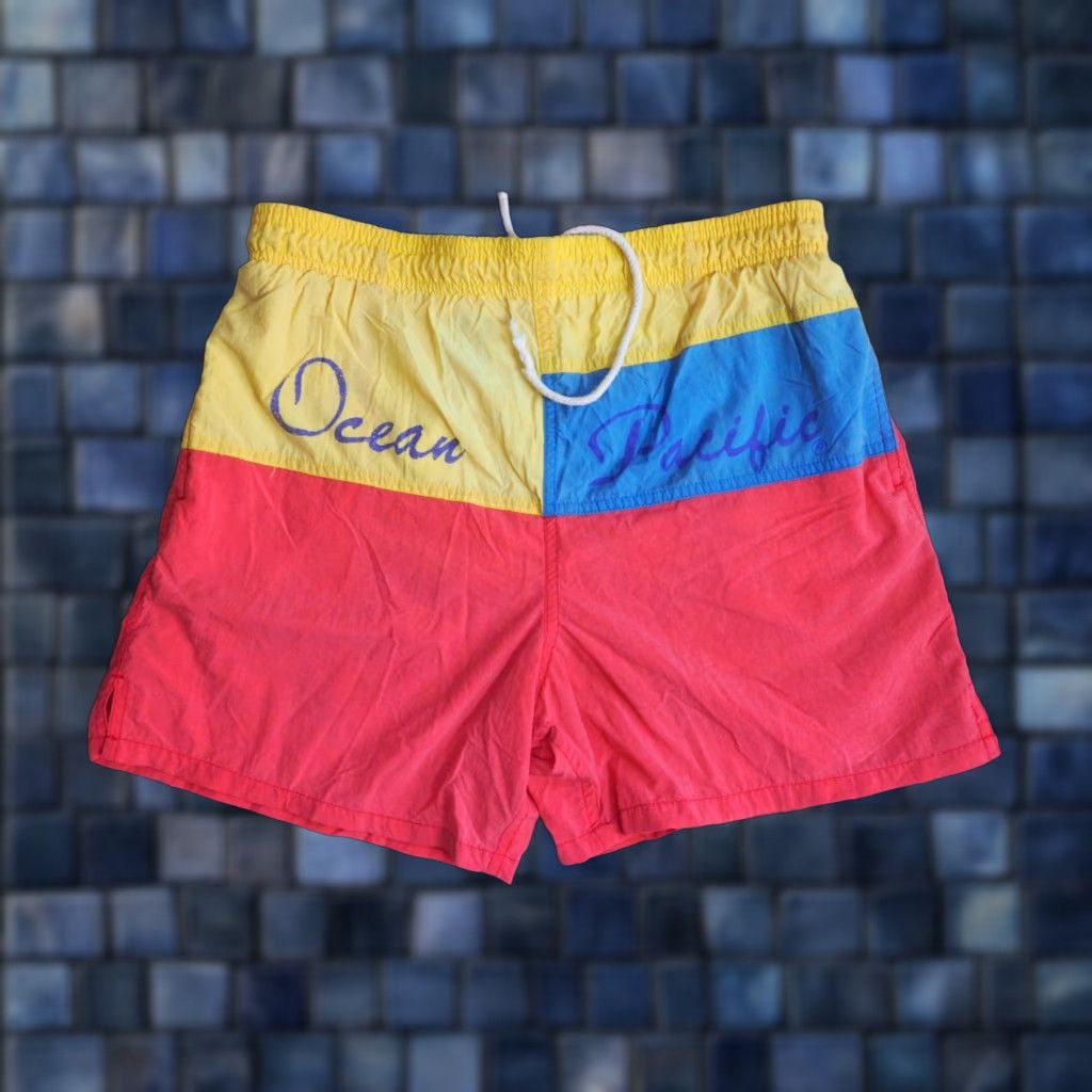 Ocean Pacific VTG 90s Ocean Pacific Trunks Shorts Mens 32 Navy Blue Surf Logo 14" Length 32W Size US 32 / EU 48 - 1 Thumbnail