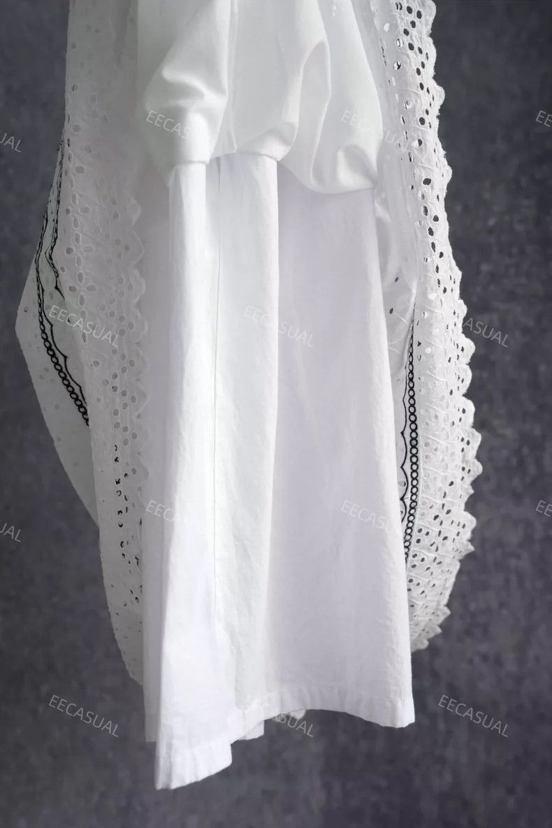 Comme des Garcons Comme des Garcons size S White openwork embroidered skirt Size 23" - 4 Thumbnail