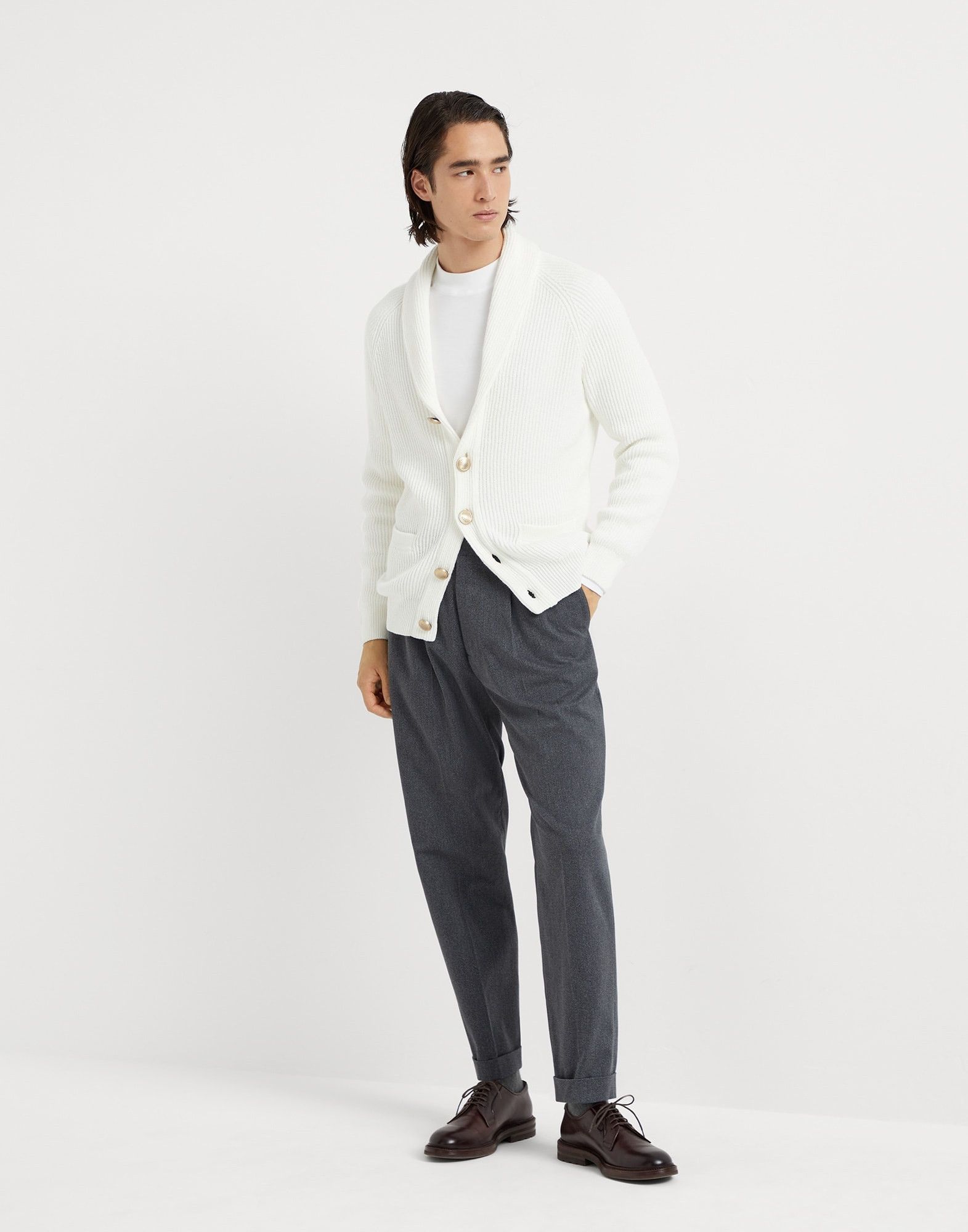 Brunello Cucinelli o1la1rc1a0925 Cardigan in White Size US XL / EU 56 / 4 - 5 Thumbnail