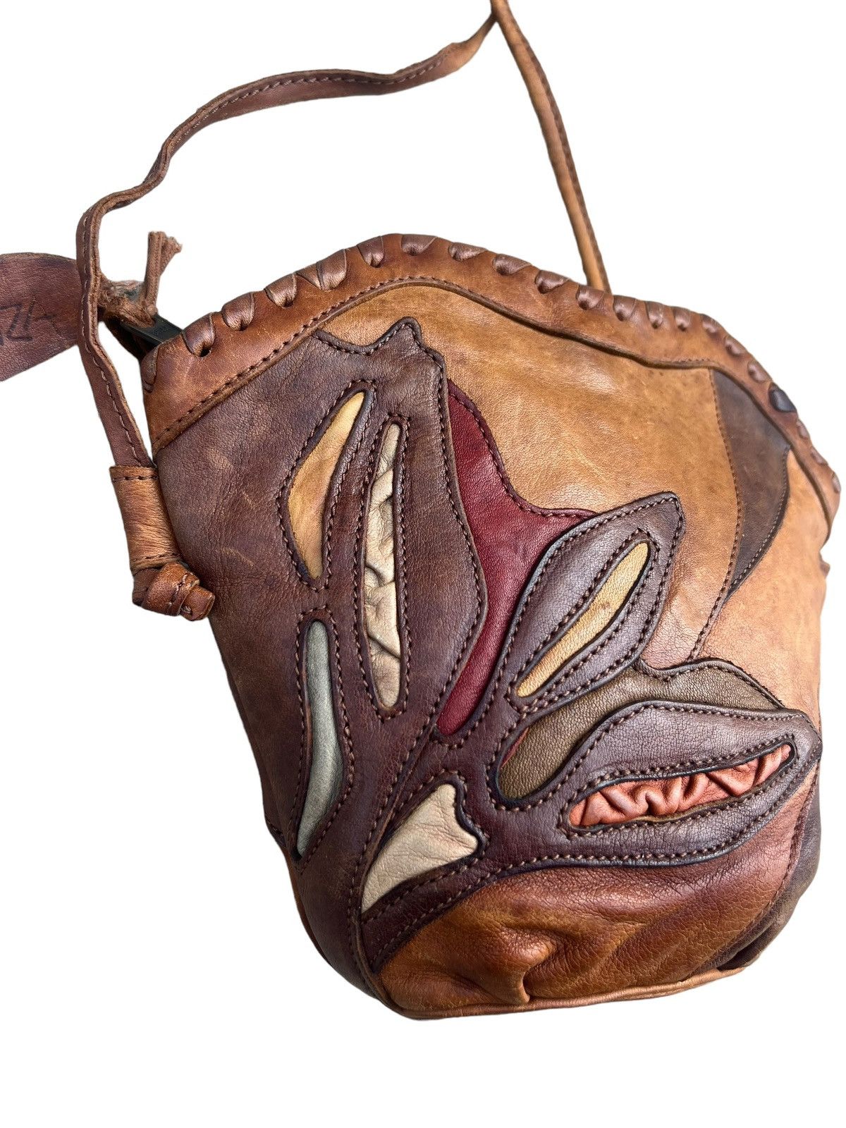 Leather Vintage Ibiza Japan Patina Leather Patchwork Mini Bag Size ONE SIZE - 10 Thumbnail