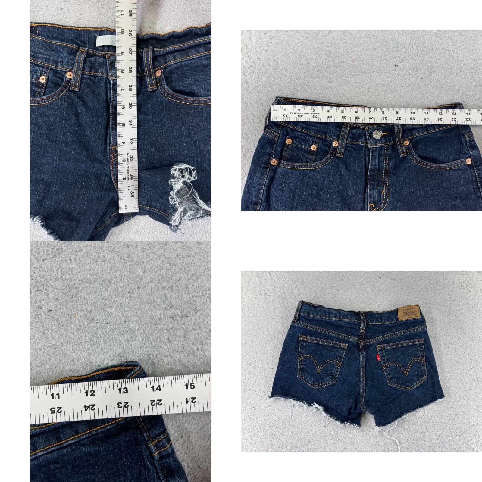 Levi's Levi's Shorts Womens 4 Blue Denim Jean 505 Cutoff Dark Wash Cotton Blend 26x3 Short Casual Womens Size 27" / US 4 / IT 40 - 8 Thumbnail