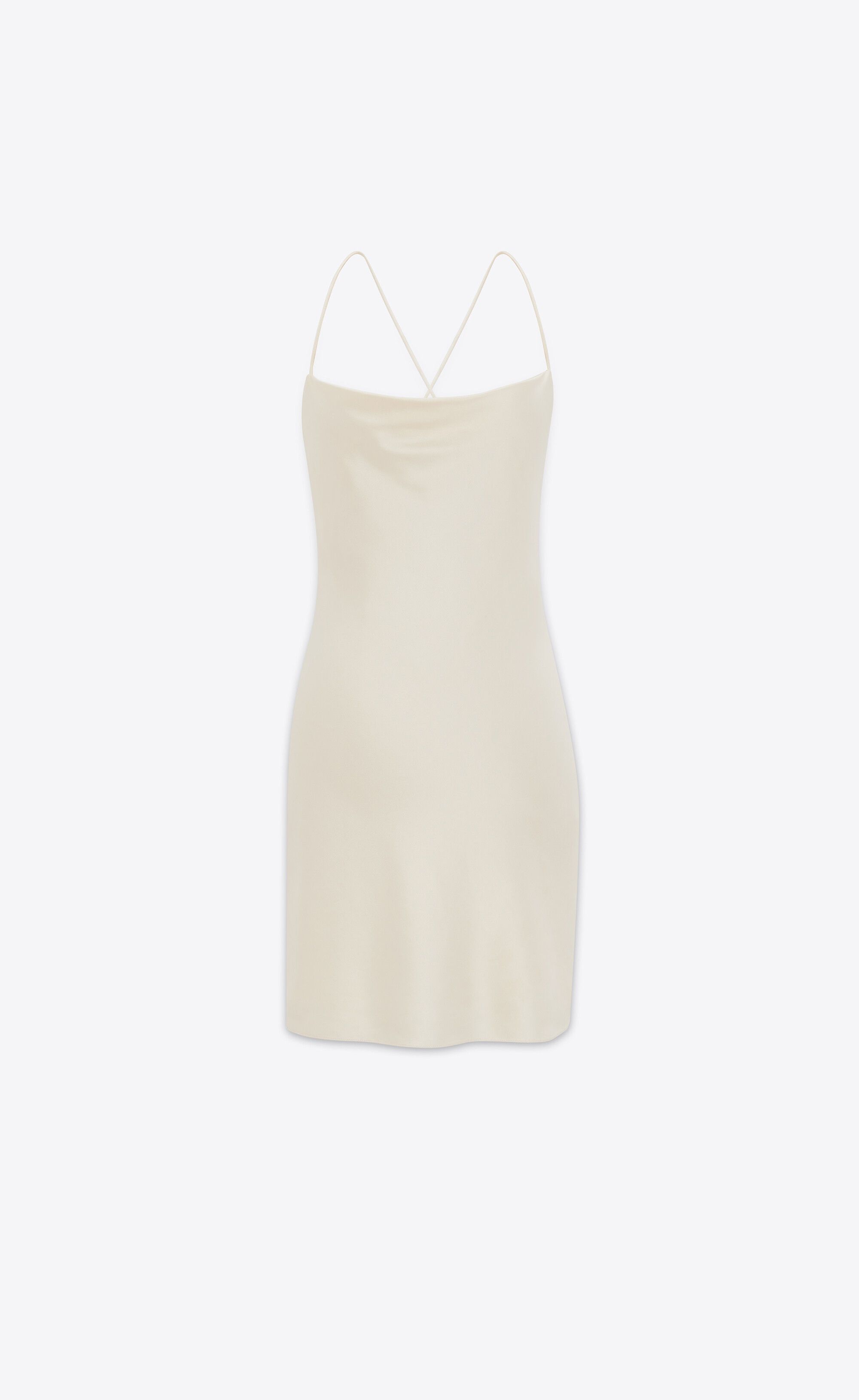 Saint Laurent Paris oc11z1025 Cowl Back Dress in Silk in White Size XS / US 0-2 / IT 36-38 - 1 Thumbnail