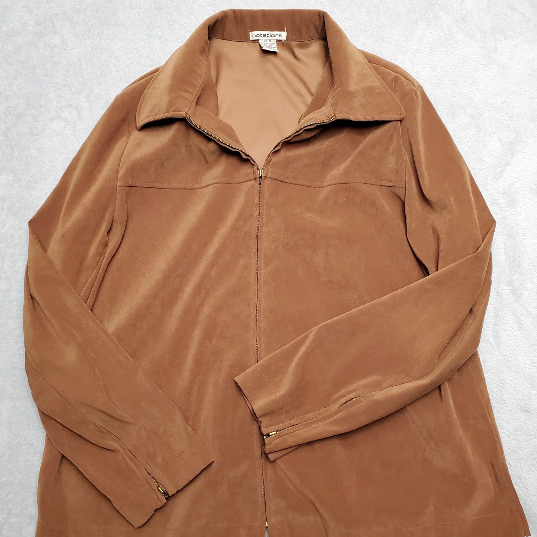 Vintage VINTAGE Notations Jacket Womens XL Brown Full Zip Stretch Blend Casual Vintage Size XL / US 12-14 / IT 48-50 - 7 Thumbnail