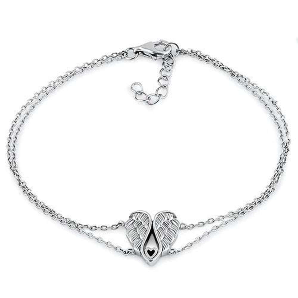Other Angel Wings with Heart Sterling Silver Bracelet Size ONE SIZE - 1 Thumbnail