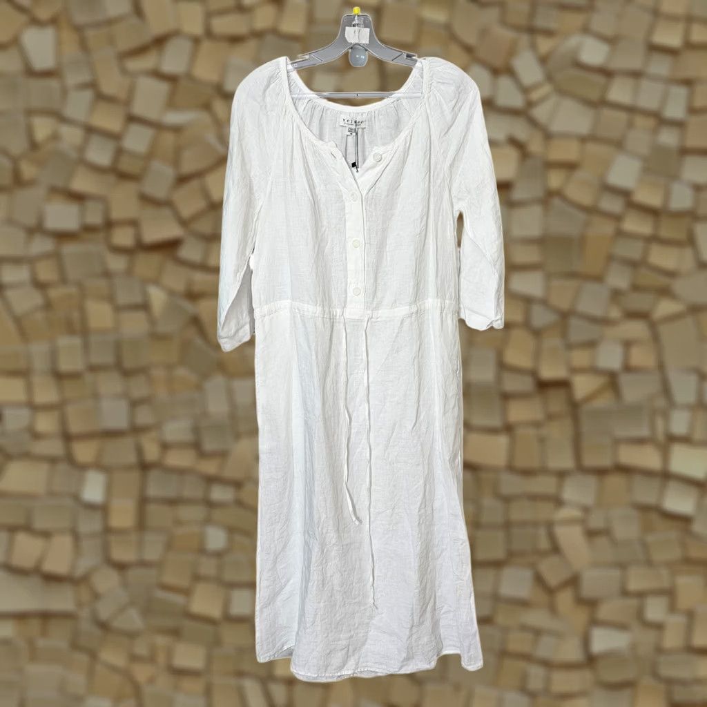 Velvet Velvet by Graham & Spencer Womens Dress White XS Woven Linen Knee Length 3/4 Sleeve Round Neck Pockets Shirt Dress Regular Linen Size XS / US 0-2 / IT 36-38 - 1 Thumbnail