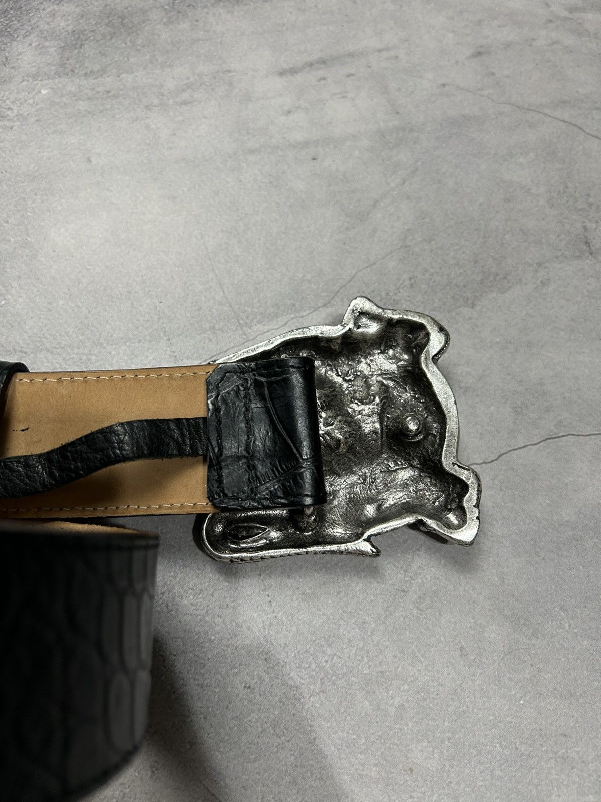 Japanese Brand Vintage Amapola Crocodile Alligator leather belt Size ONE SIZE - 3 Thumbnail