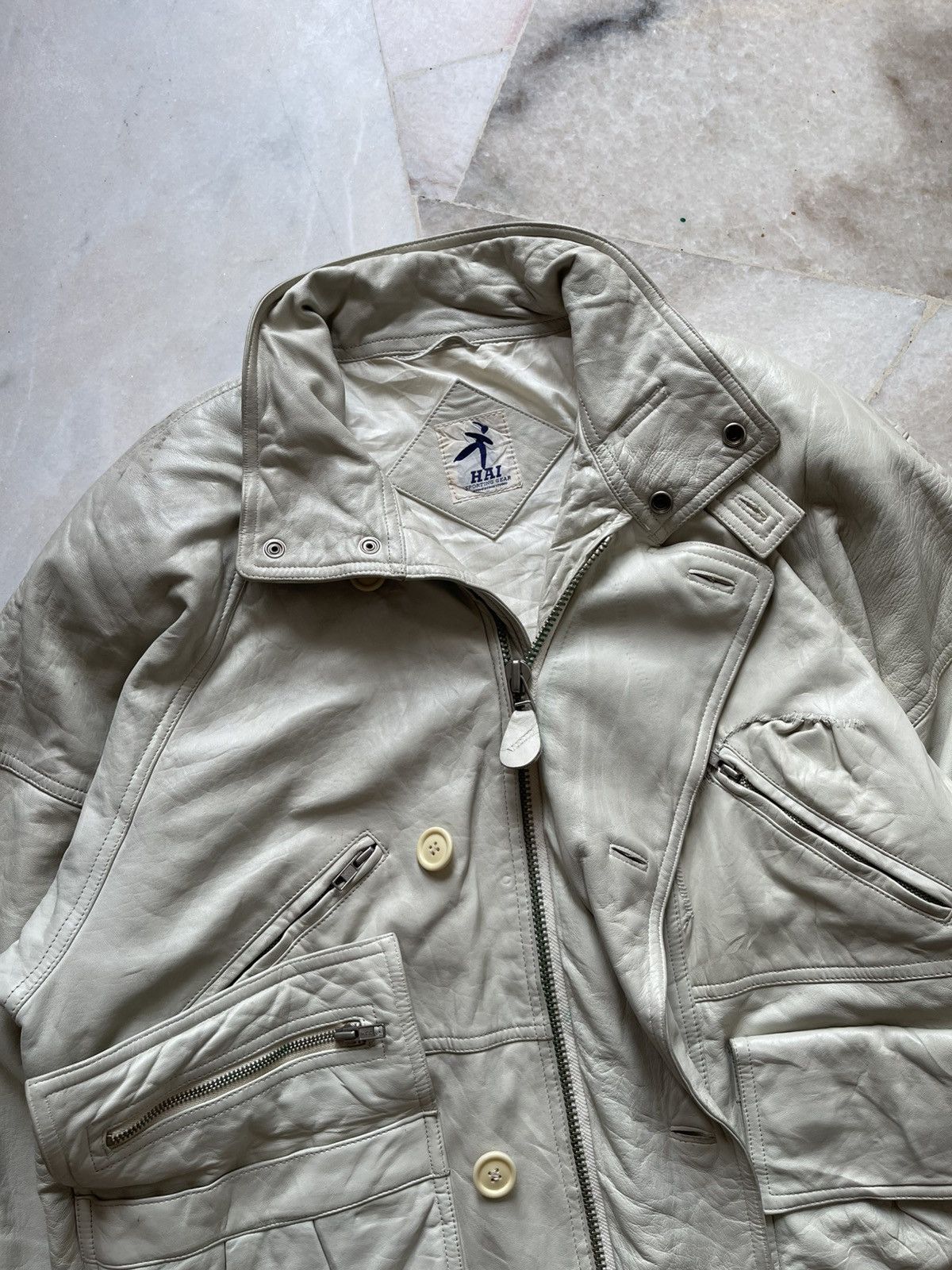 Hai Sporting Gear 80s Hai Sporting Gear Multipocket Leather Jacket Size US XL / EU 56 / 4 - 11 Thumbnail